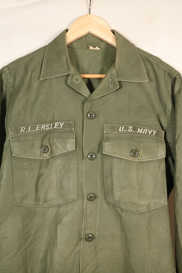 1971年契約　推定 SMALL　OG-107　ユーティリティシャツ　アメリカ海軍　テープ類実物　中古品