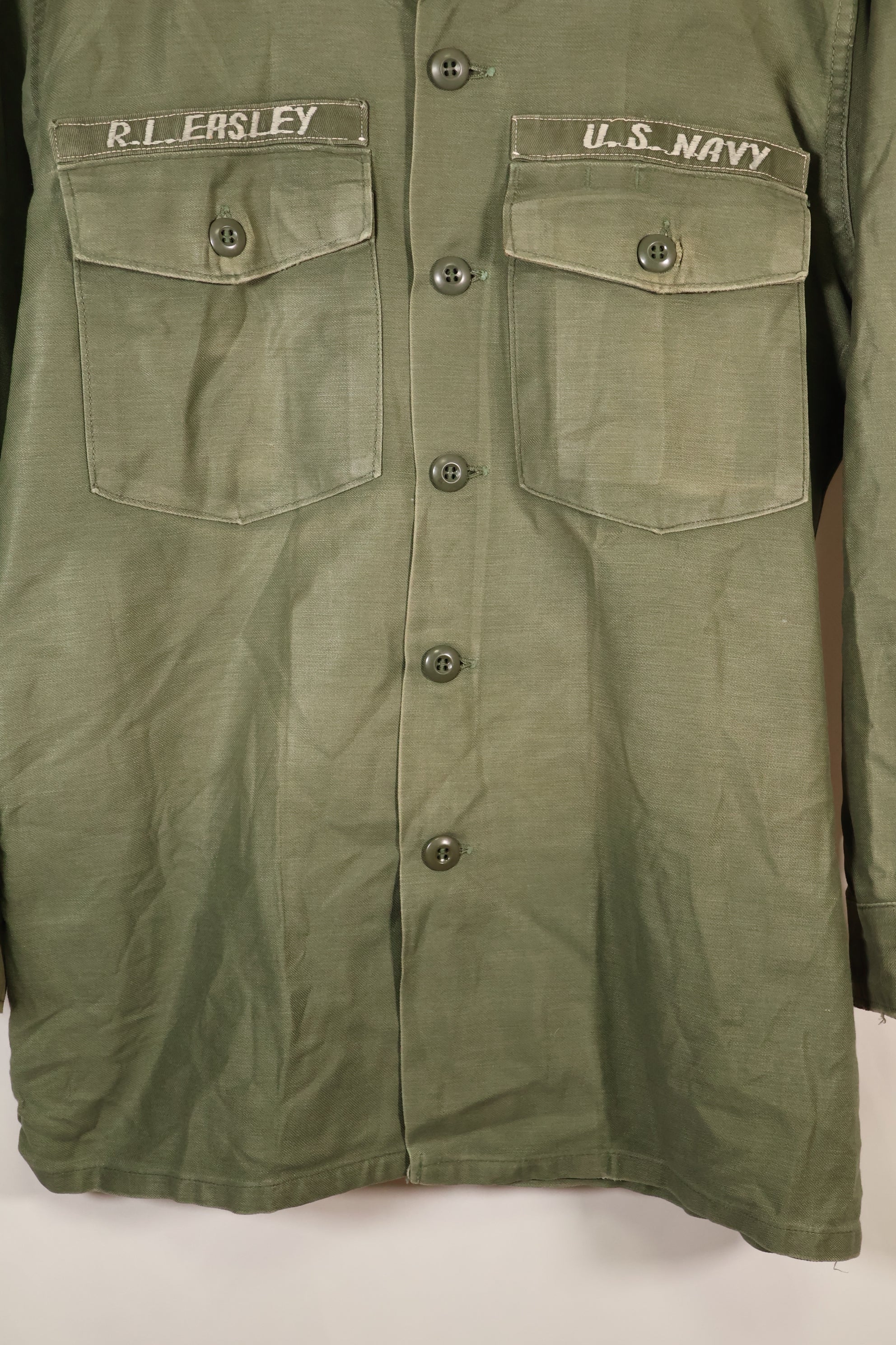 1971年契約　推定 SMALL　OG-107　ユーティリティシャツ　アメリカ海軍　テープ類実物　中古品