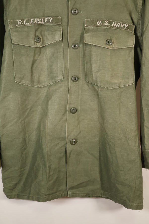 1971年契約　推定 SMALL　OG-107　ユーティリティシャツ　アメリカ海軍　テープ類実物　中古品