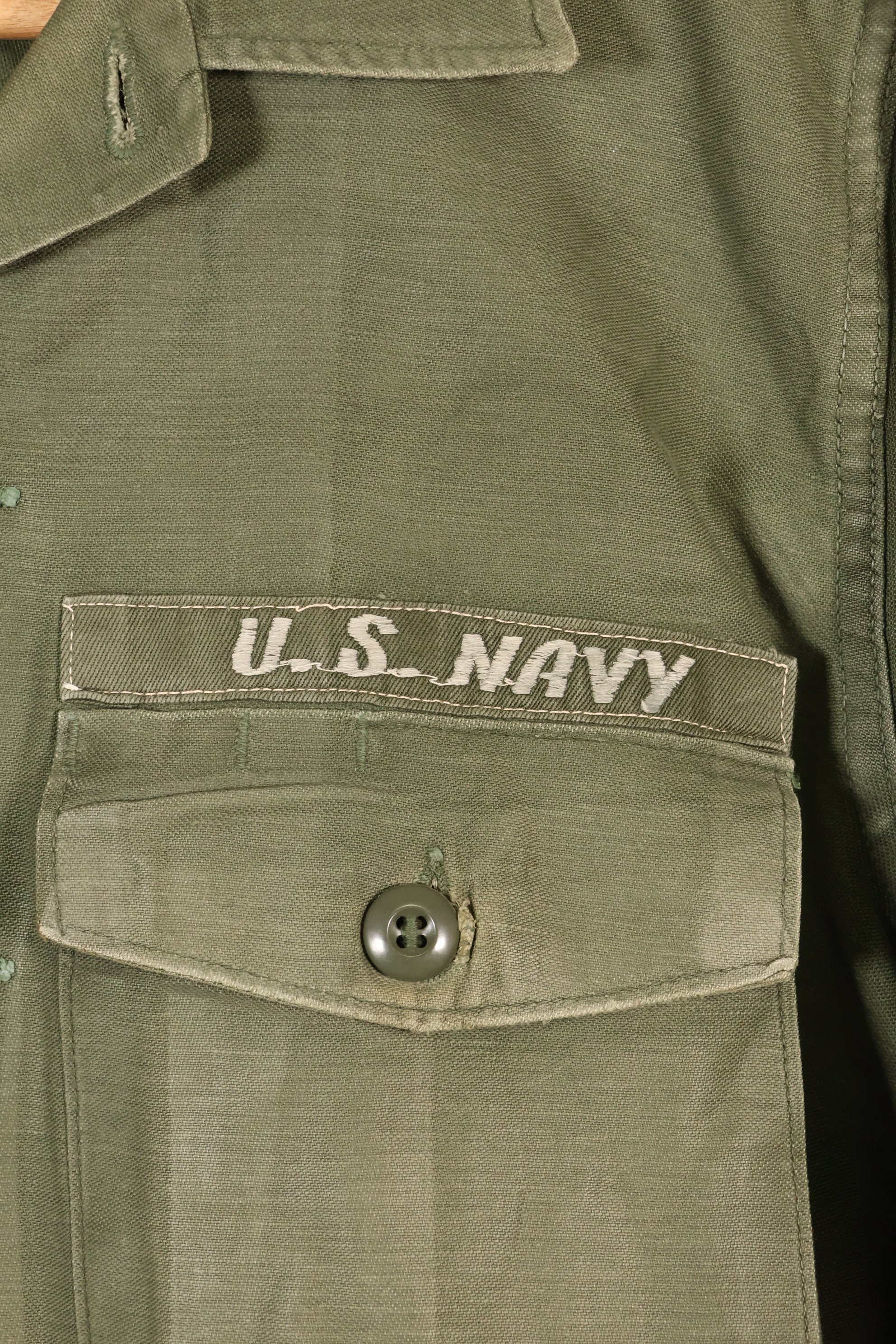 1971年契約　推定 SMALL　OG-107　ユーティリティシャツ　アメリカ海軍　テープ類実物　中古品