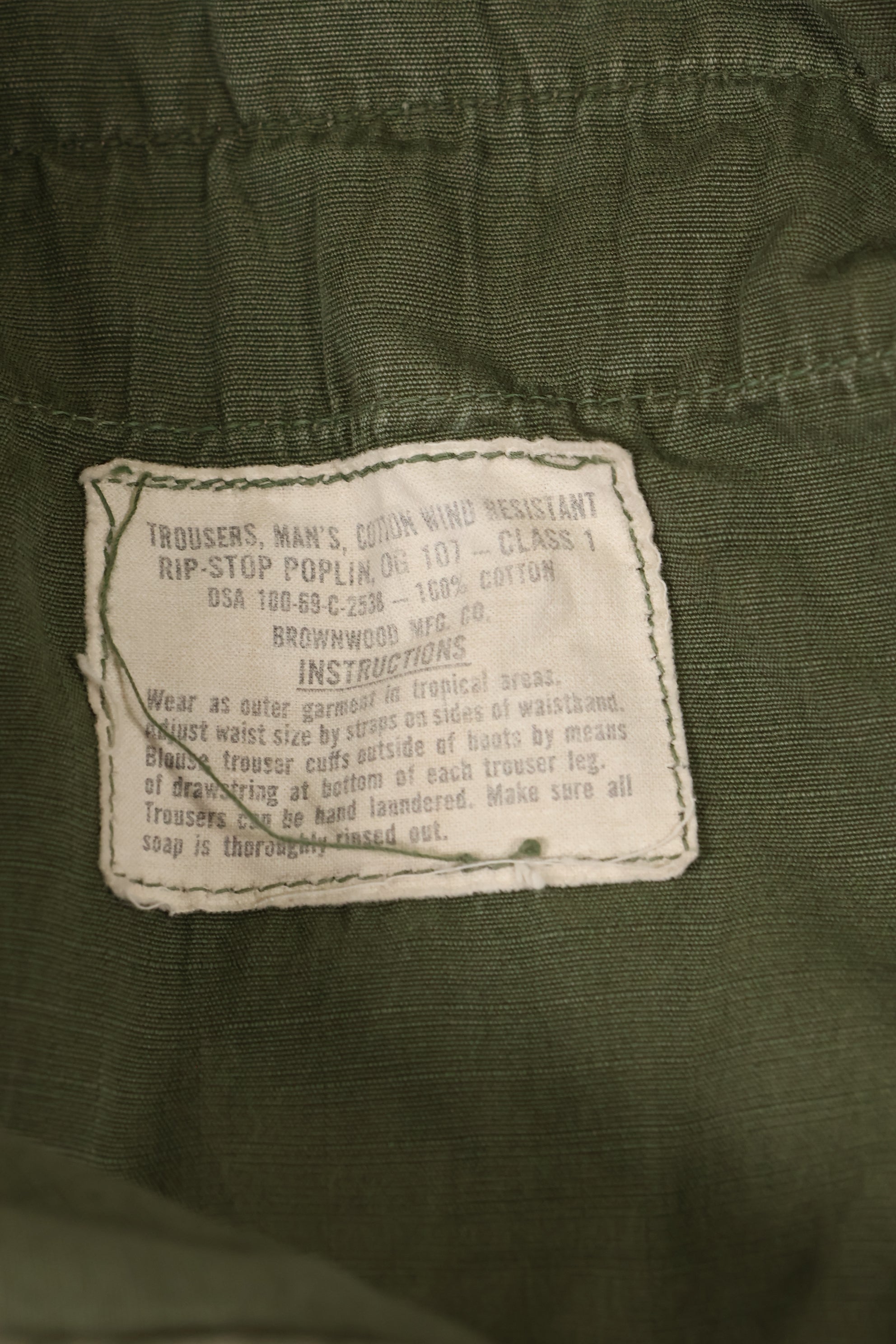 Circa 1969 M-S Size 4th Model Jungle Fatigue Pants, Used, Released by Film Company