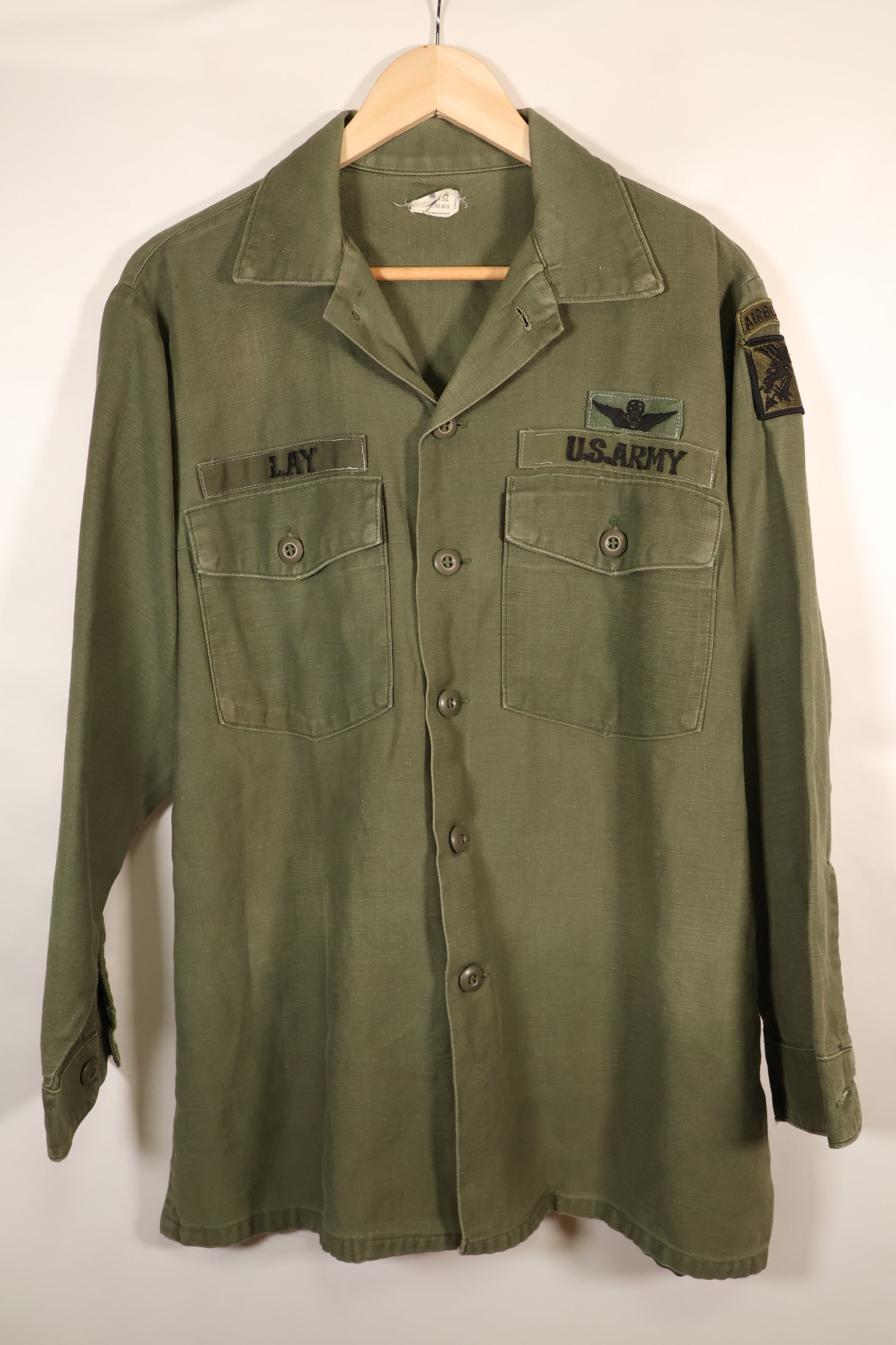 1975年契約　16 1/2 x 32　OG-107　ユーティリティシャツ　パッチ後付けあり　中古品