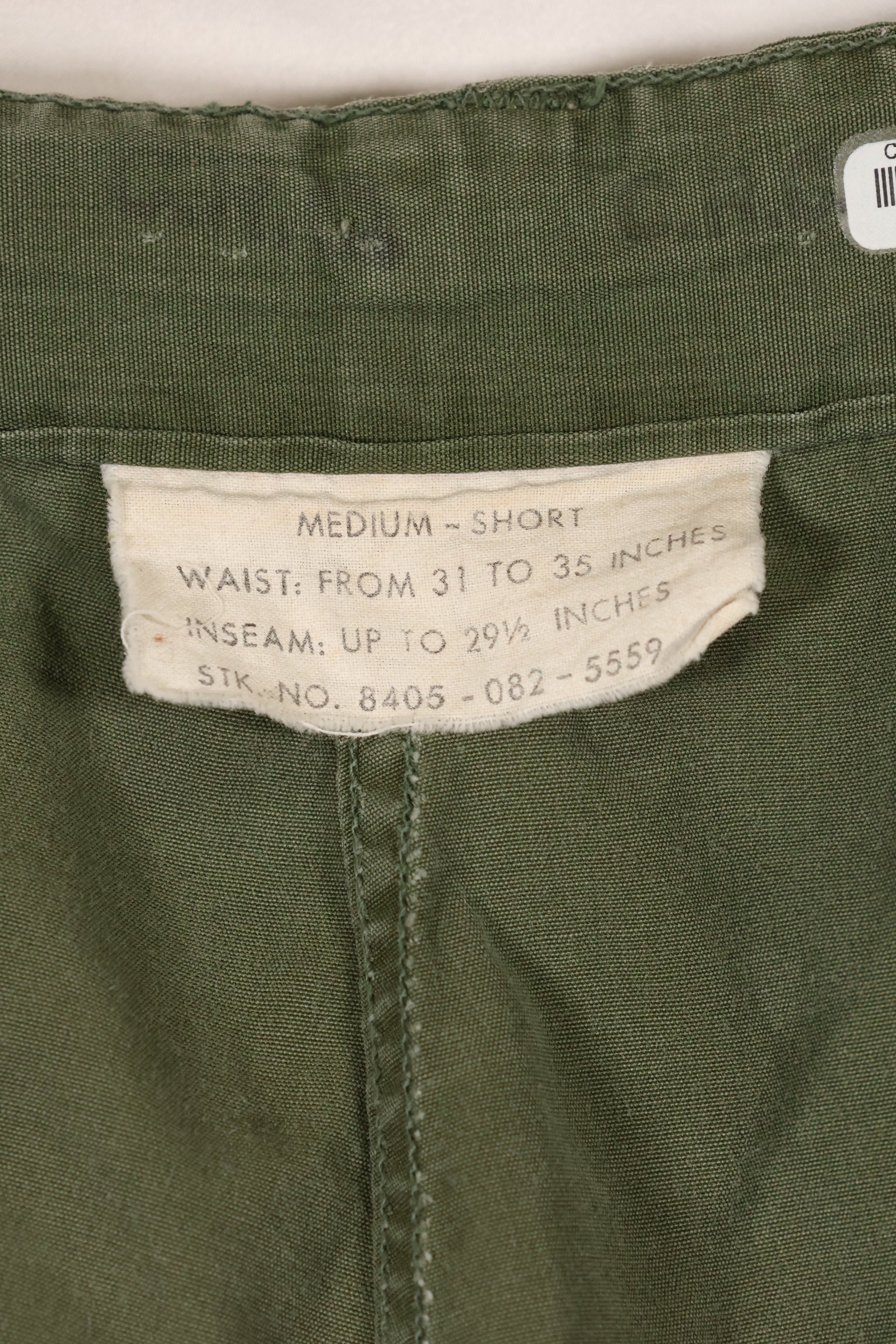 Mid-1960s MEDIUM-SHORT 2nd Model Jungle Fatigue Pants, used.