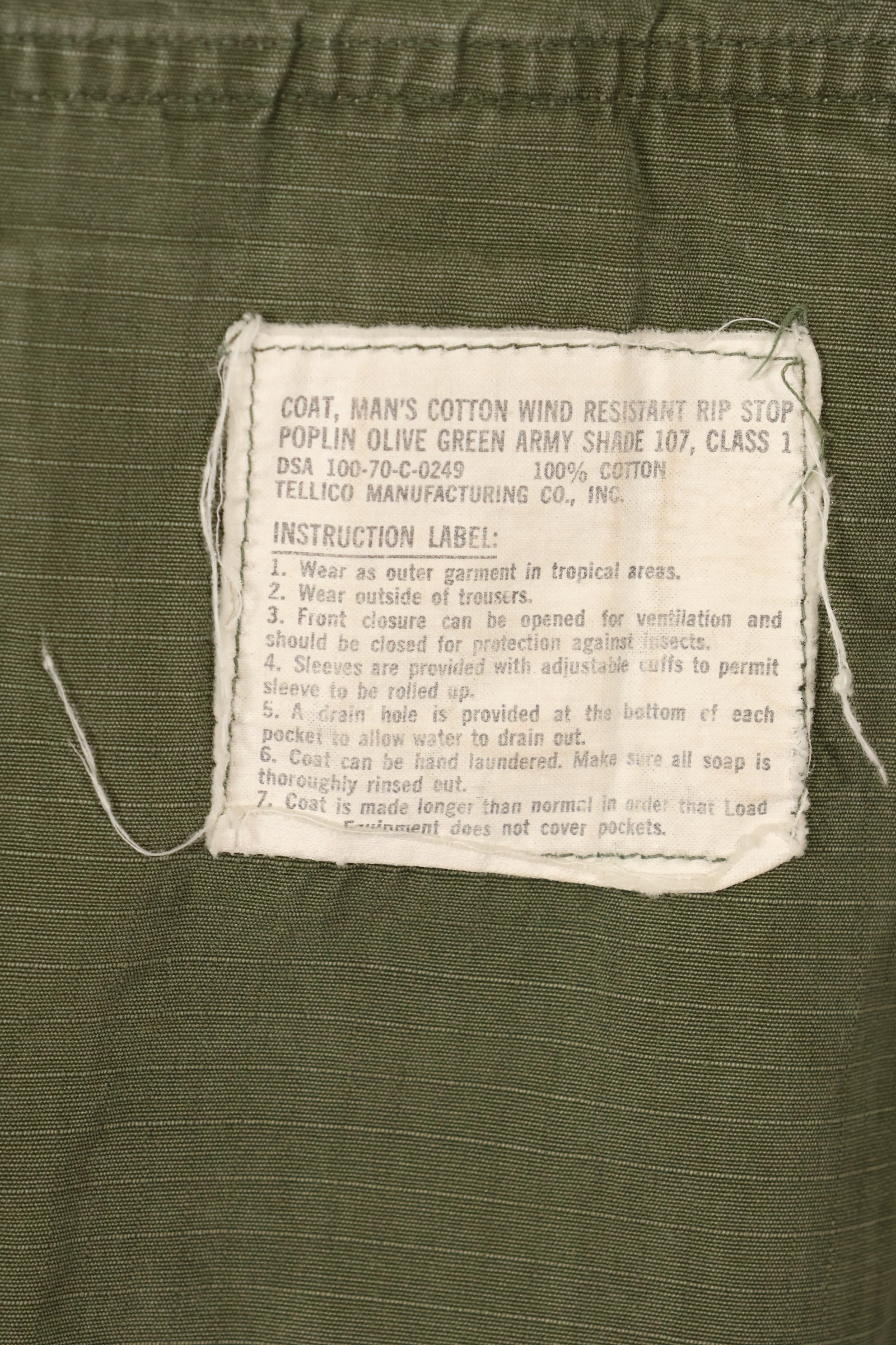 Circa 1970 S-R Size 4th Model Jungle Fatigue Jacket, used, released by film company.