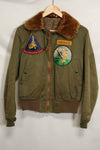 1940s U.S. Army Air Corps B-15 flight jacket with air race patch, used.