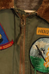 1940s U.S. Army Air Corps B-15 flight jacket with air race patch, used.
