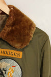 1940s U.S. Army Air Corps B-15 flight jacket with air race patch, used.