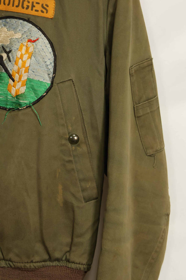 1940s U.S. Army Air Corps B-15 flight jacket with air race patch, used.