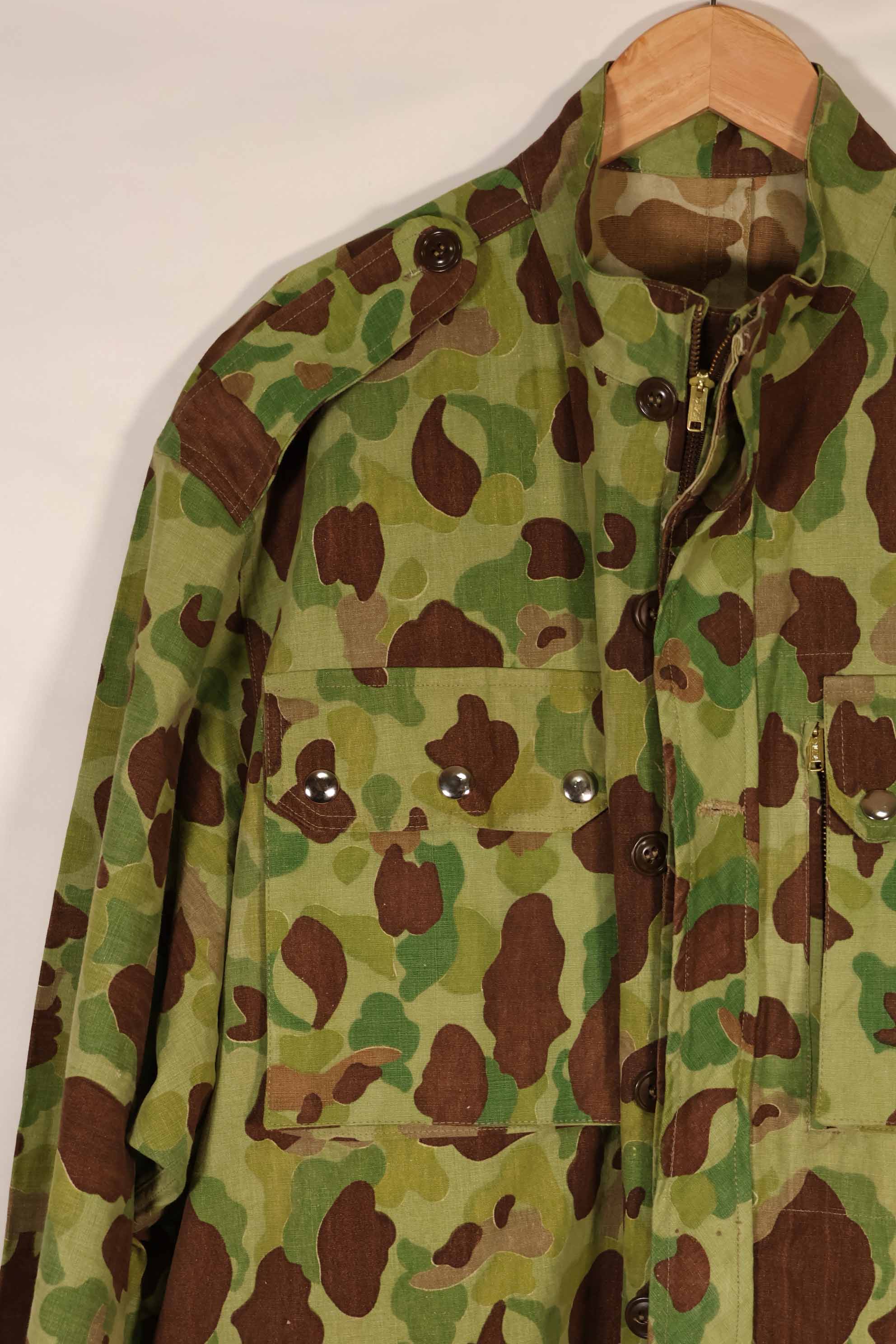 実物生地レプリカ　フロッグスキン迷彩　フランス軍空挺ジャケットカット　中古品