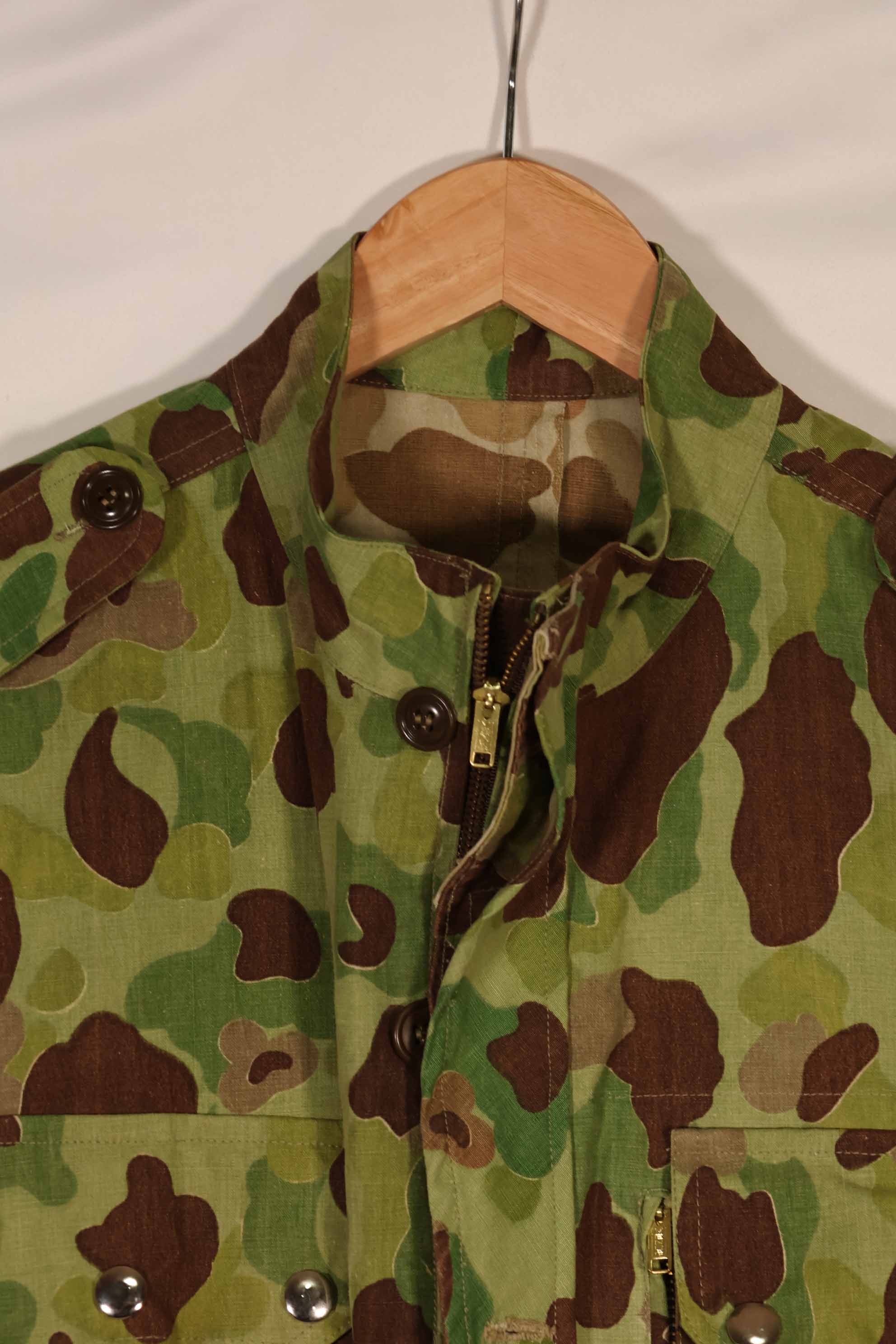 実物生地レプリカ　フロッグスキン迷彩　フランス軍空挺ジャケットカット　中古品