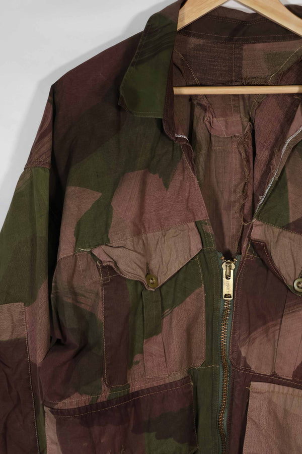 実物　1940年代　WWII 英軍　Windproof迷彩　インドシナ戦争　ジッパーカスタムジャケット　中古品