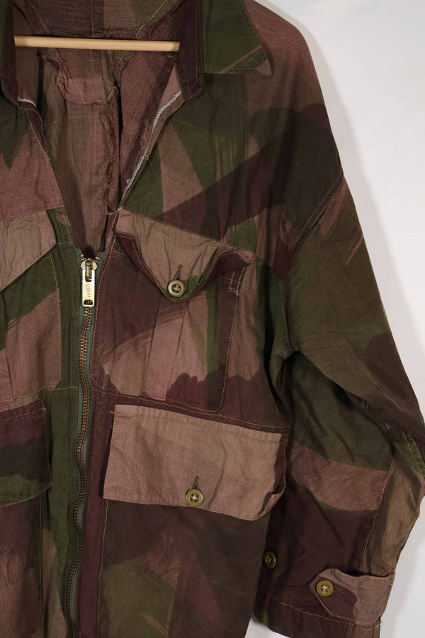 実物　1940年代　WWII 英軍　Windproof迷彩　インドシナ戦争　ジッパーカスタムジャケット　中古品
