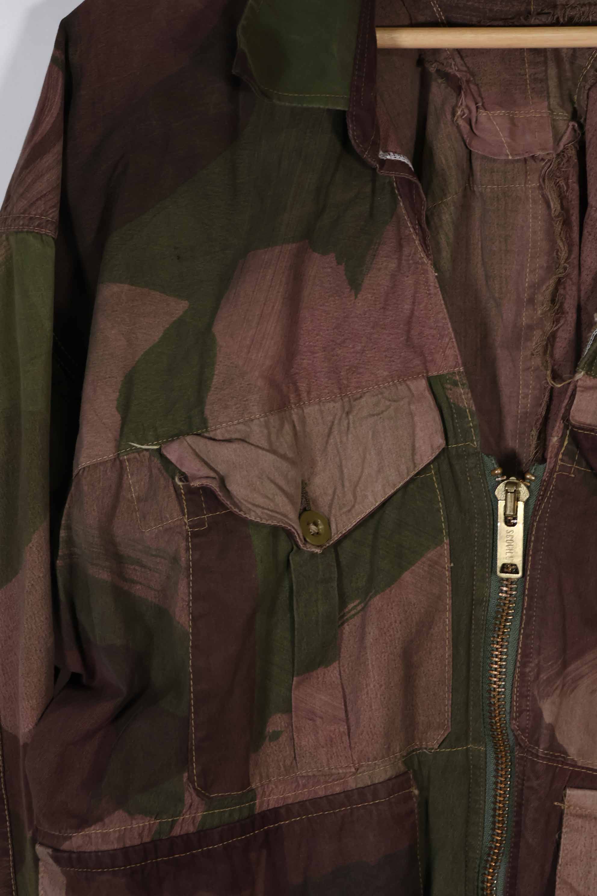 実物　1940年代　WWII 英軍　Windproof迷彩　インドシナ戦争　ジッパーカスタムジャケット　中古品