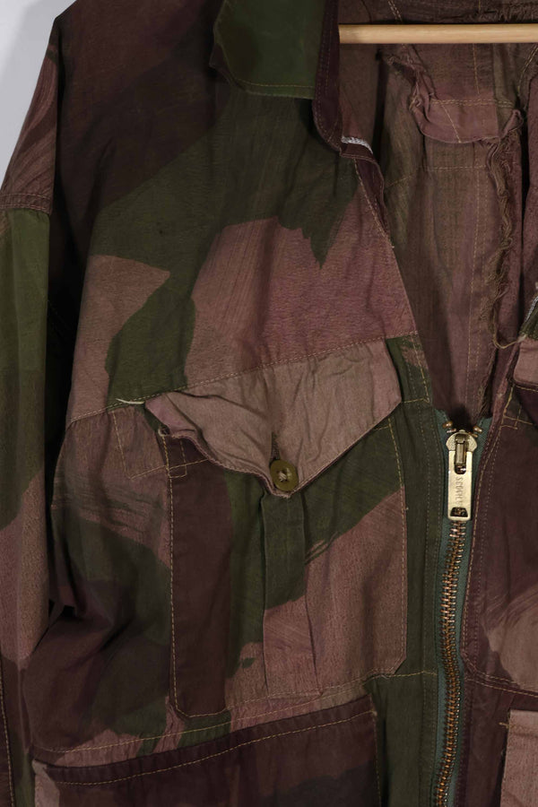 実物　1940年代　WWII 英軍　Windproof迷彩　インドシナ戦争　ジッパーカスタムジャケット　中古品