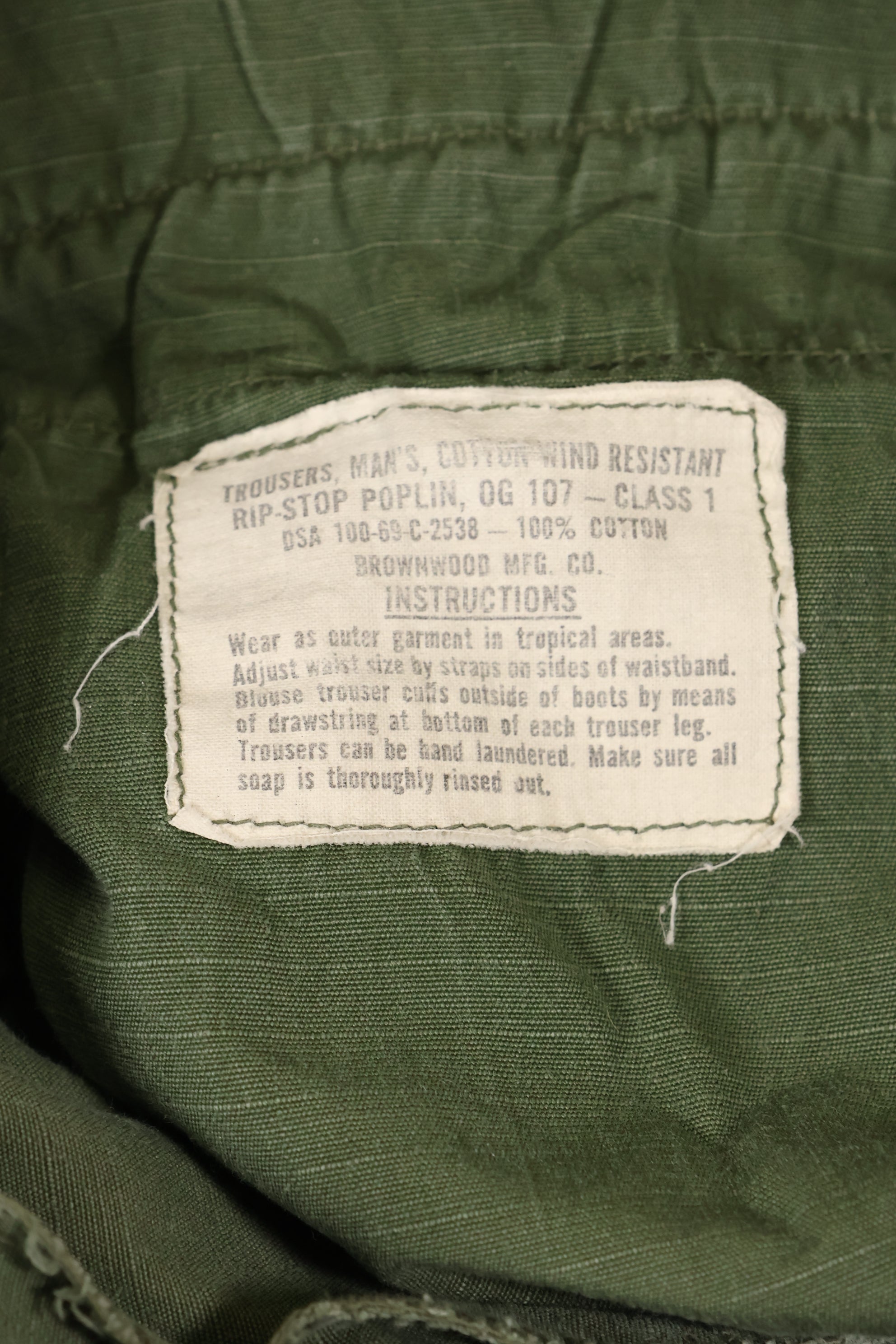 Circa 1969 S-S Size 4th Model Jungle Fatigue Pants, Used, Film Company Release C