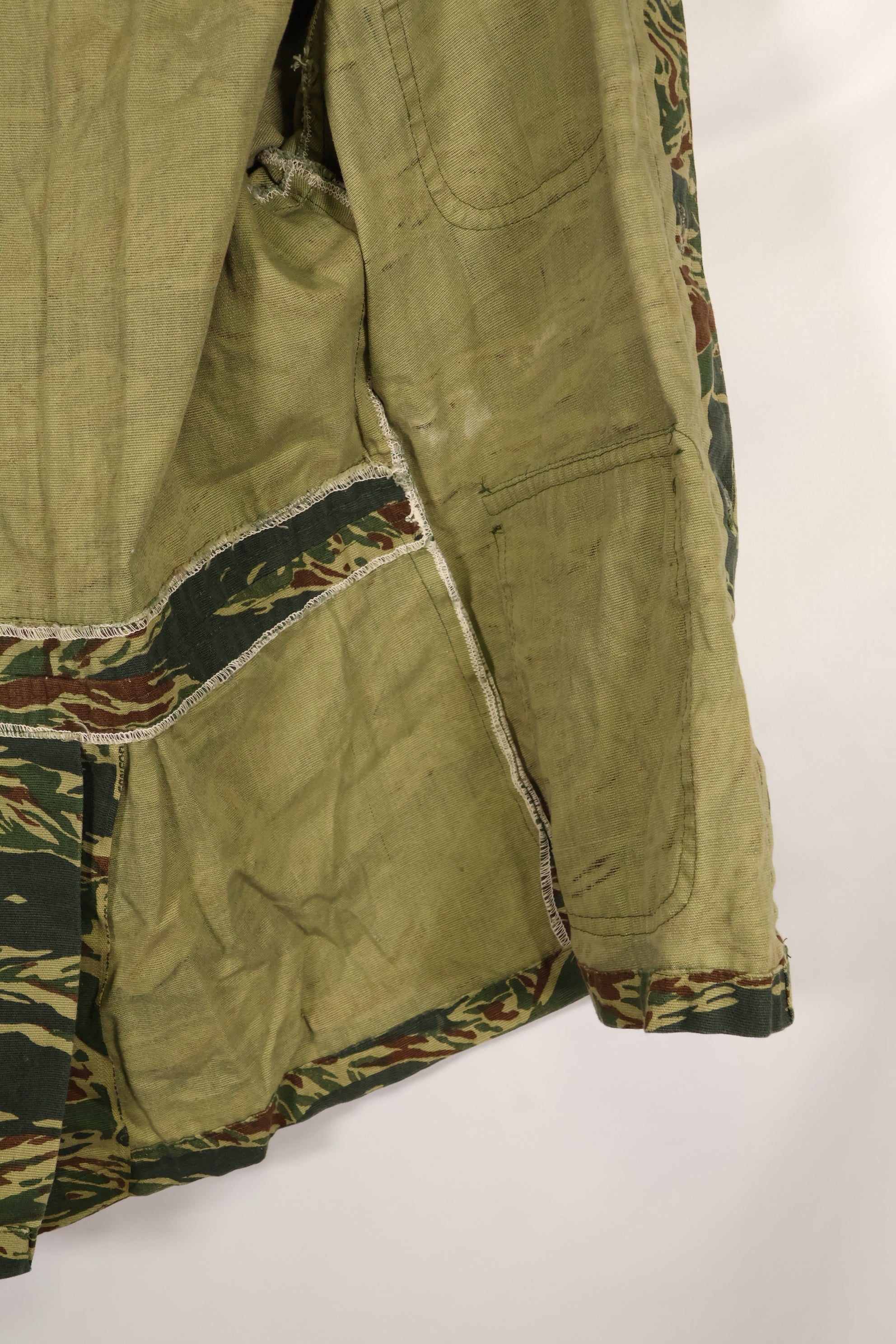 推定1970年代製　タイ　タイガーストライプ　パターン　サファリシャツ　中古品