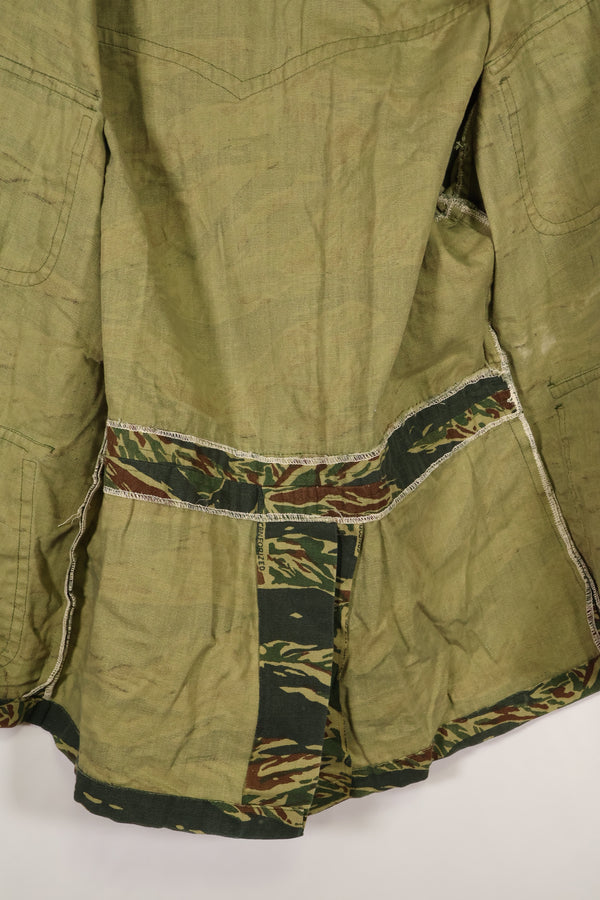 推定1970年代製　タイ　タイガーストライプ　パターン　サファリシャツ　中古品