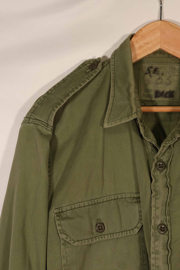 実物　1970年製　オーストラリア軍　ODシャツ　15 1/2 x33　中古品
