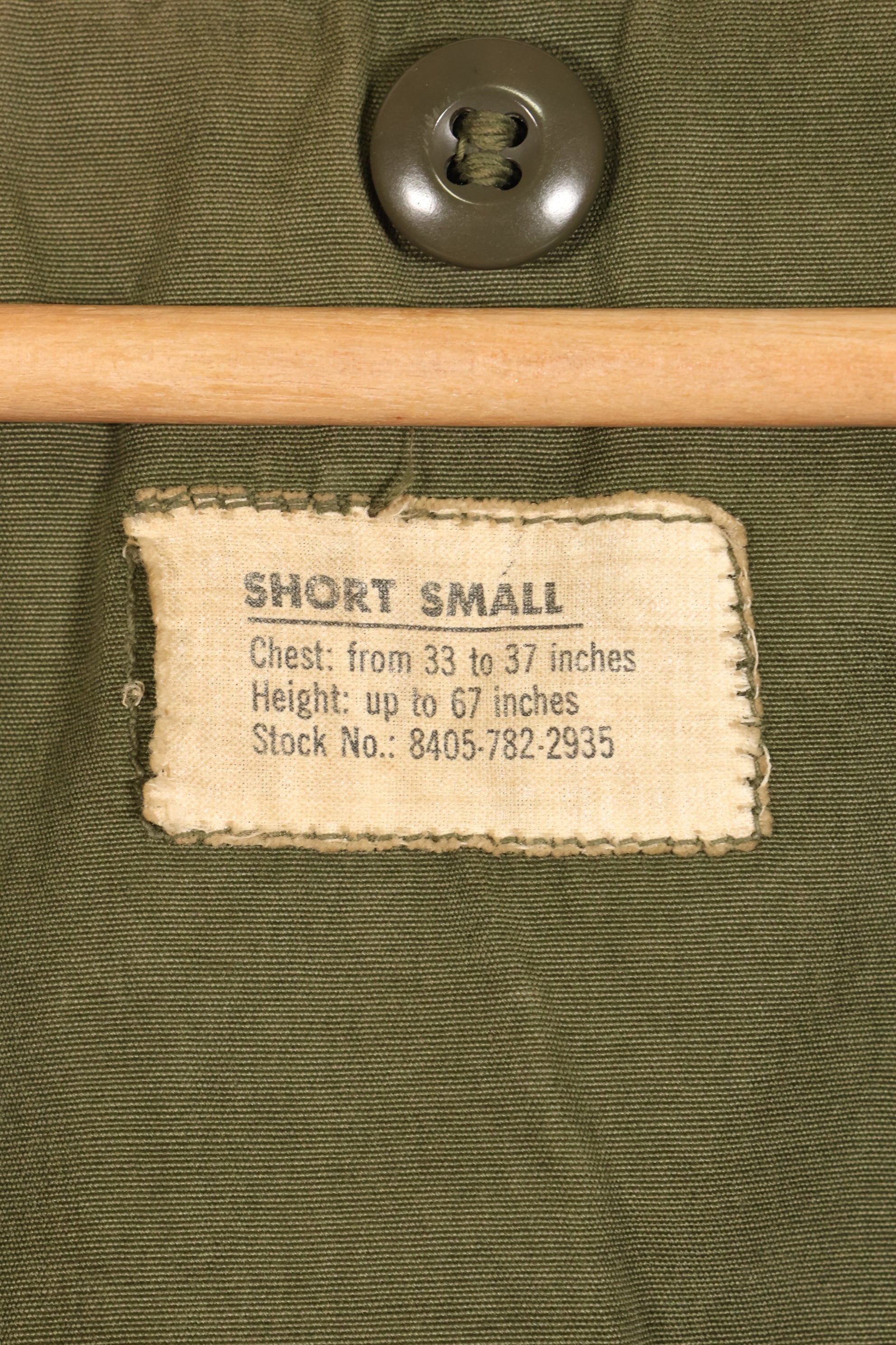 Circa 1965–66  S-S  M65 Field Jacket  1st Model  No liner  Some stains  Used