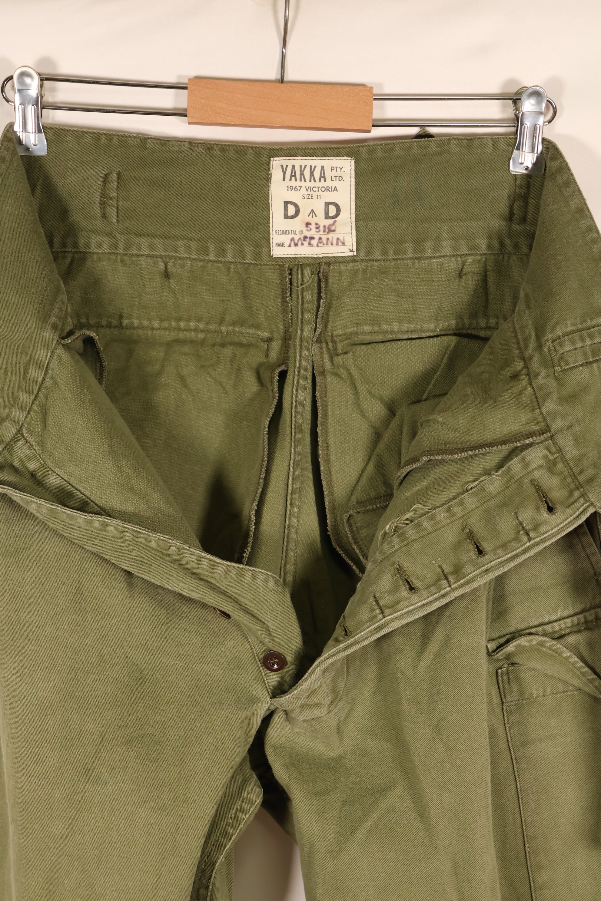 1967年契約　オーストラリア軍　OD　コンバットトラウザーズ　褪色あり　中古品