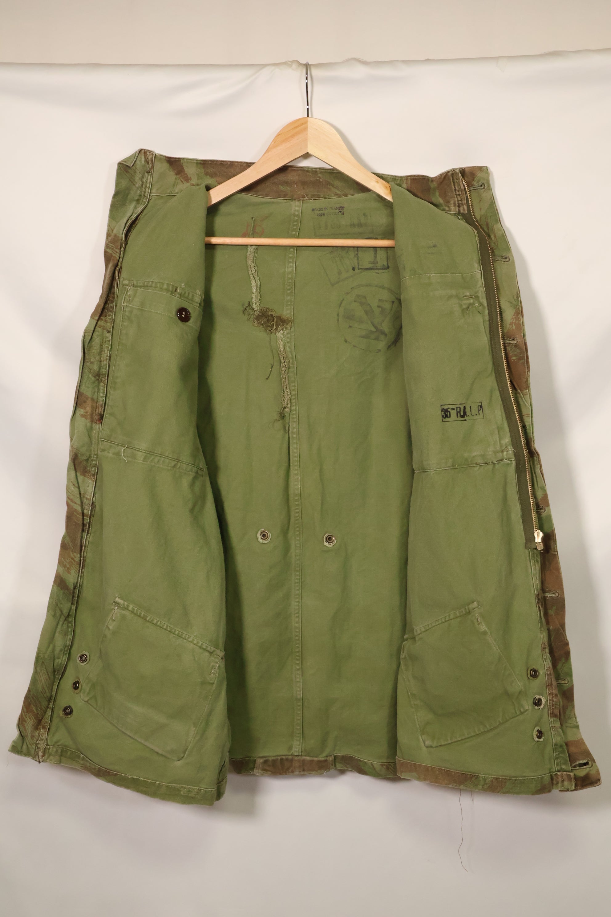 20世纪50年代法国陆军蜥蜴迷彩TAP 47/54空降兵夹克，带以色列印章，二手