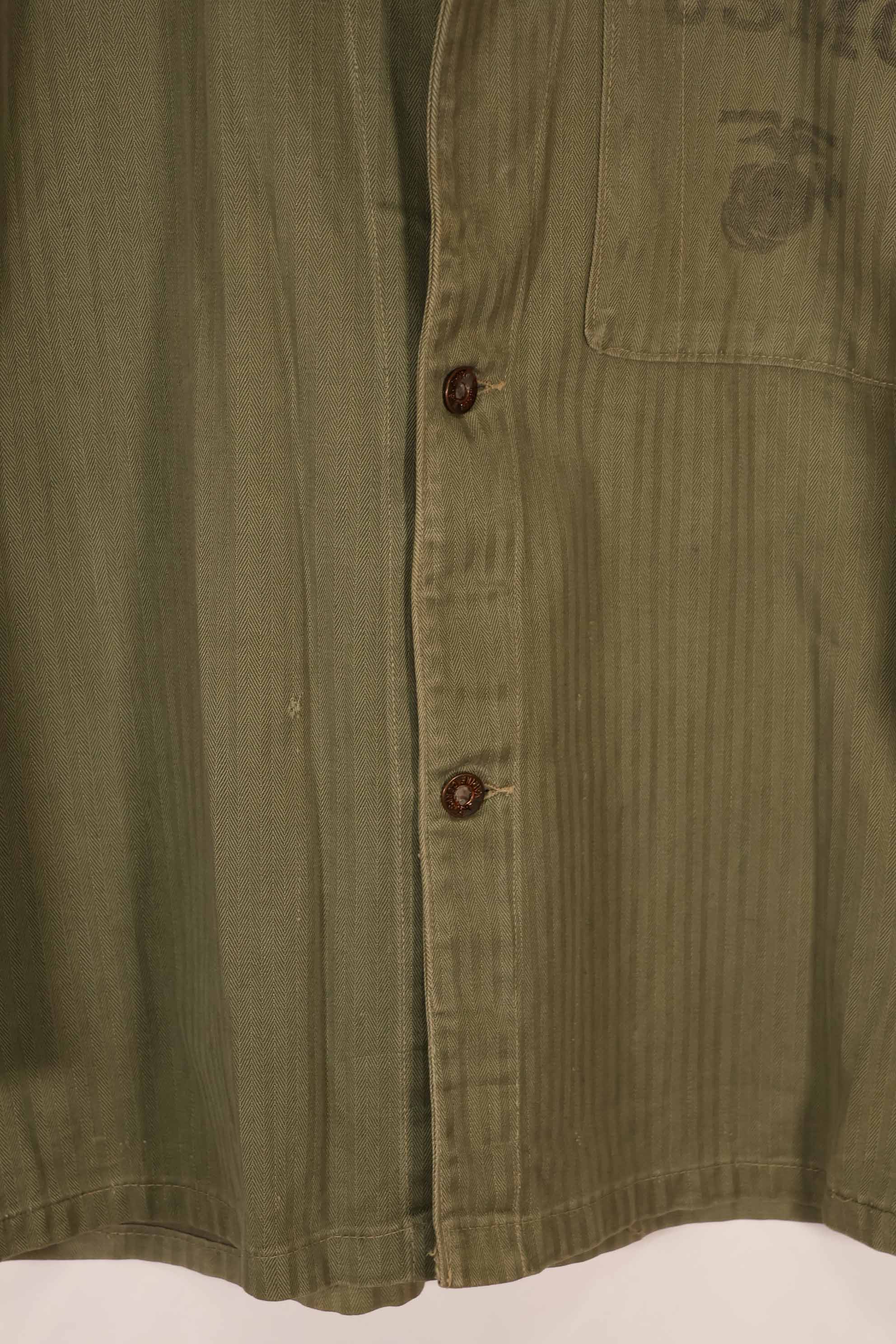 実物　1940年代　アメリカ海兵隊　USMC　M41 HBTユーティリティジャケット　ポケット欠損