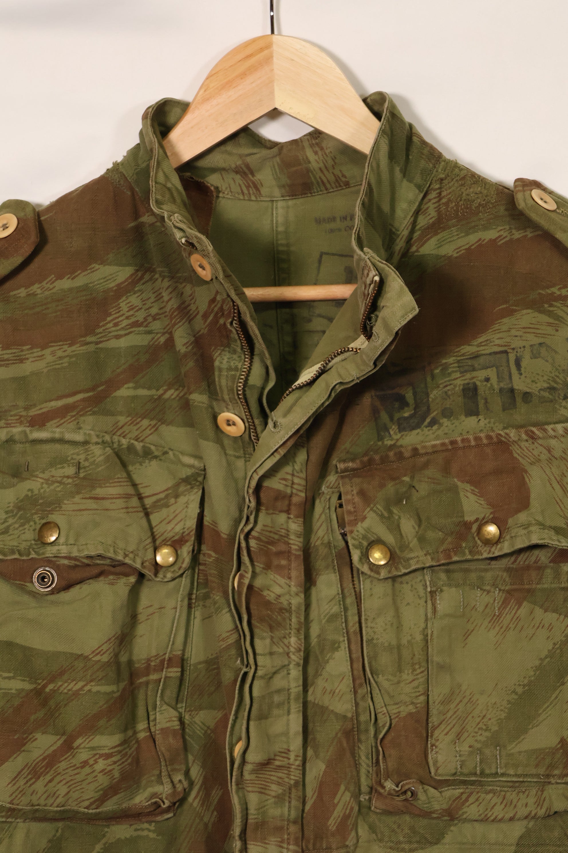 20世纪50年代法国陆军蜥蜴迷彩TAP 47/53空降兵夹克，带以色列印章，二手，品相B