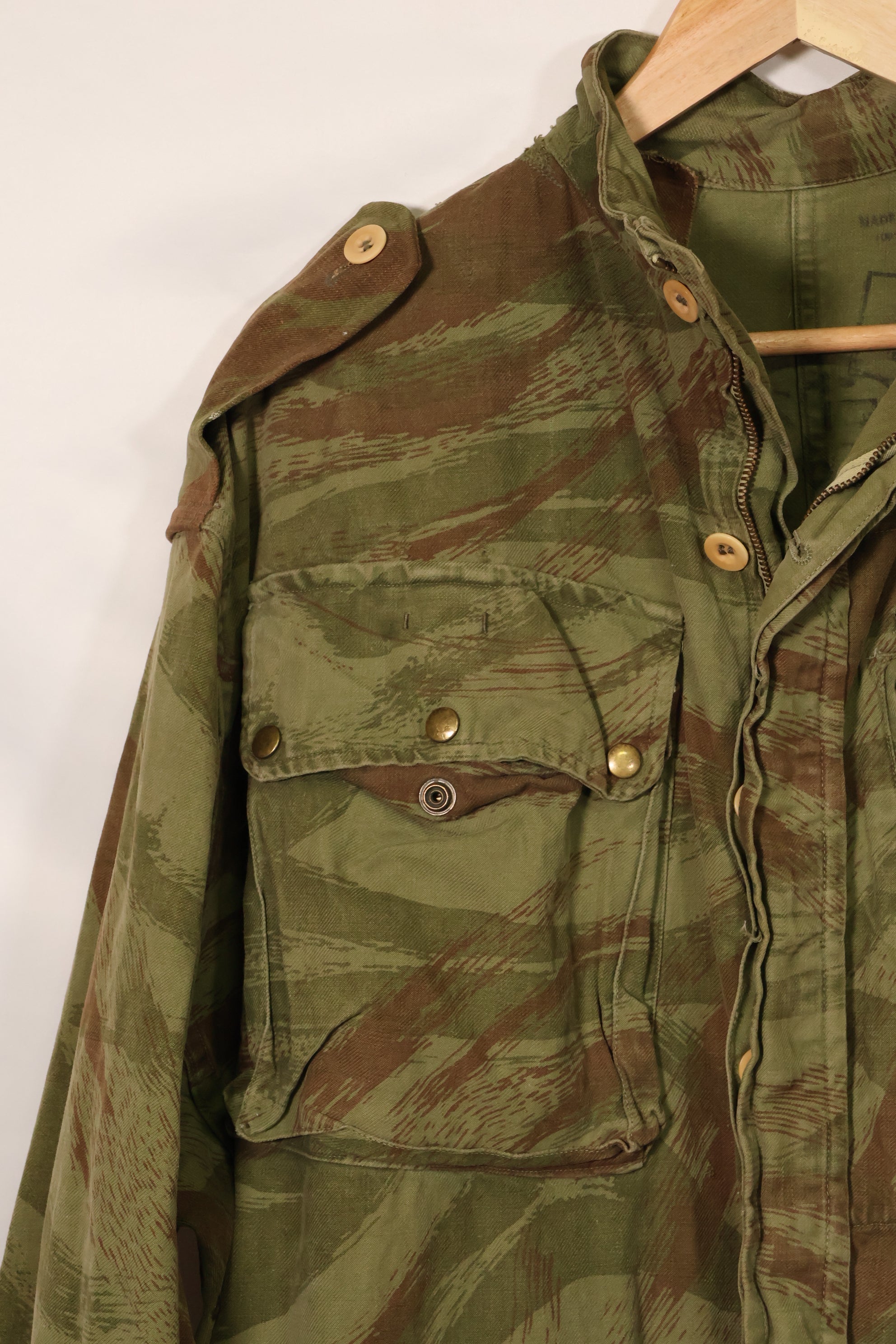 20世纪50年代法国陆军蜥蜴迷彩TAP 47/53空降兵夹克，带以色列印章，二手，品相B