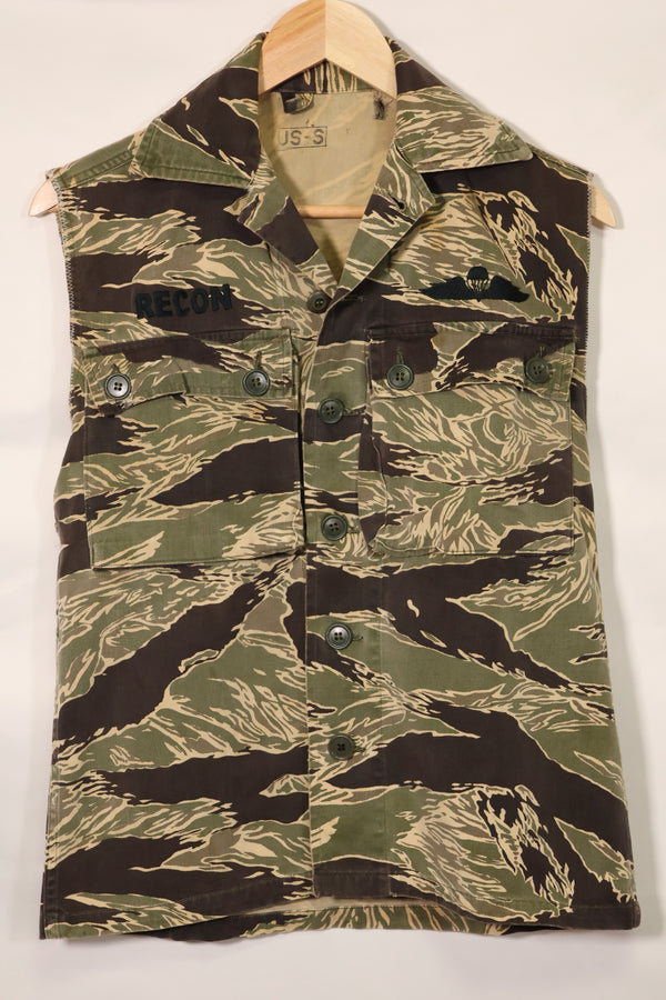 1960年代　USカット　沖縄タイガー　タイガーストライプ　シャツ改造ベスト　US-S　中古品