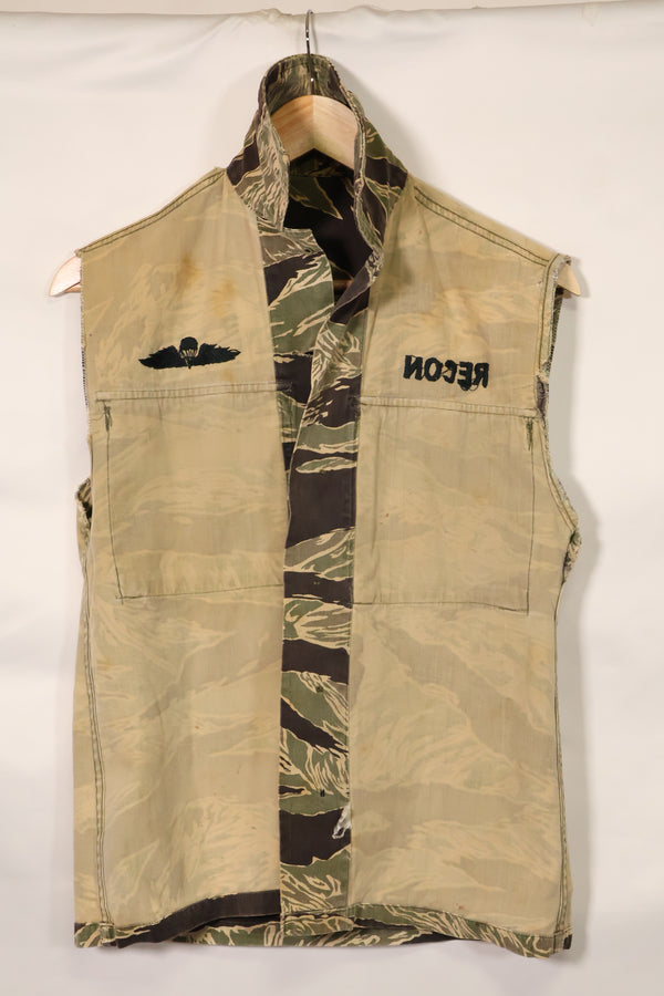 1960年代　USカット　沖縄タイガー　タイガーストライプ　シャツ改造ベスト　US-S　中古品