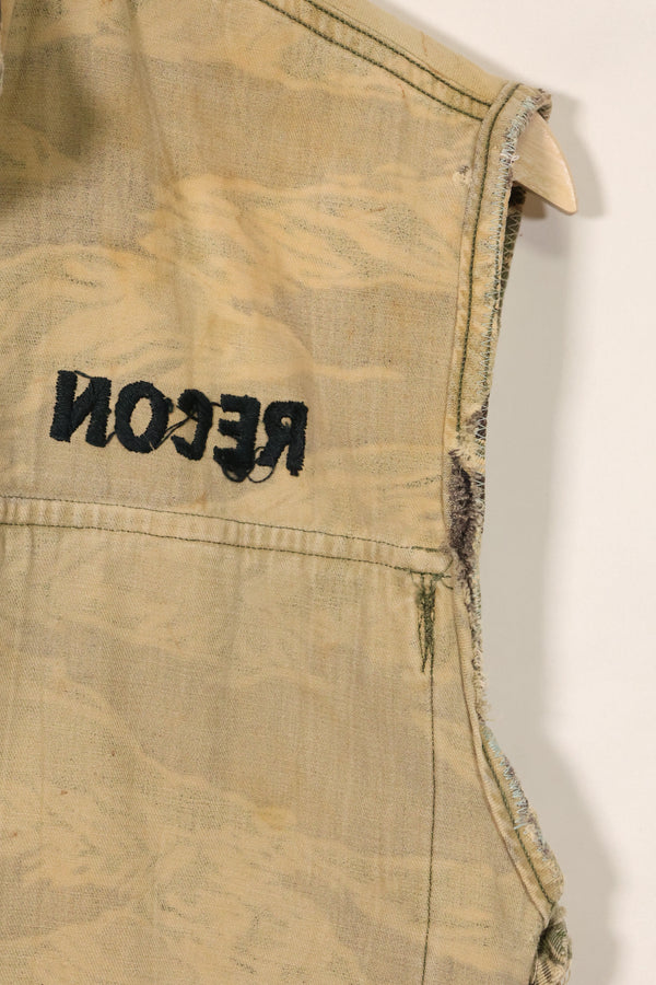 1960年代　USカット　沖縄タイガー　タイガーストライプ　シャツ改造ベスト　US-S　中古品