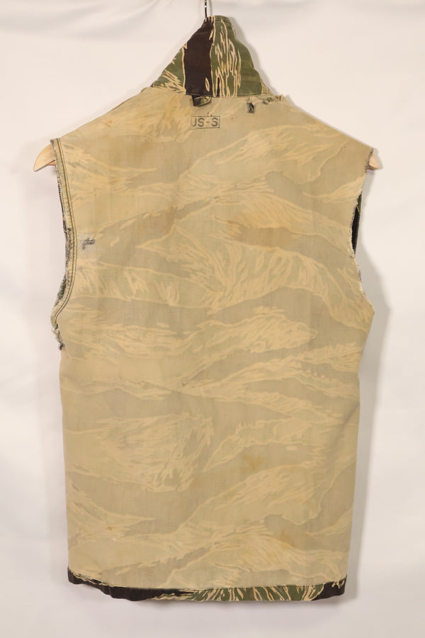 1960年代　USカット　沖縄タイガー　タイガーストライプ　シャツ改造ベスト　US-S　中古品