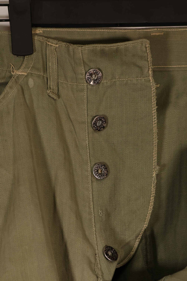 実物　1940年代　アメリカ海兵隊　USMC　M42 HBT ユーティリティパンツ　退色　汚れあり