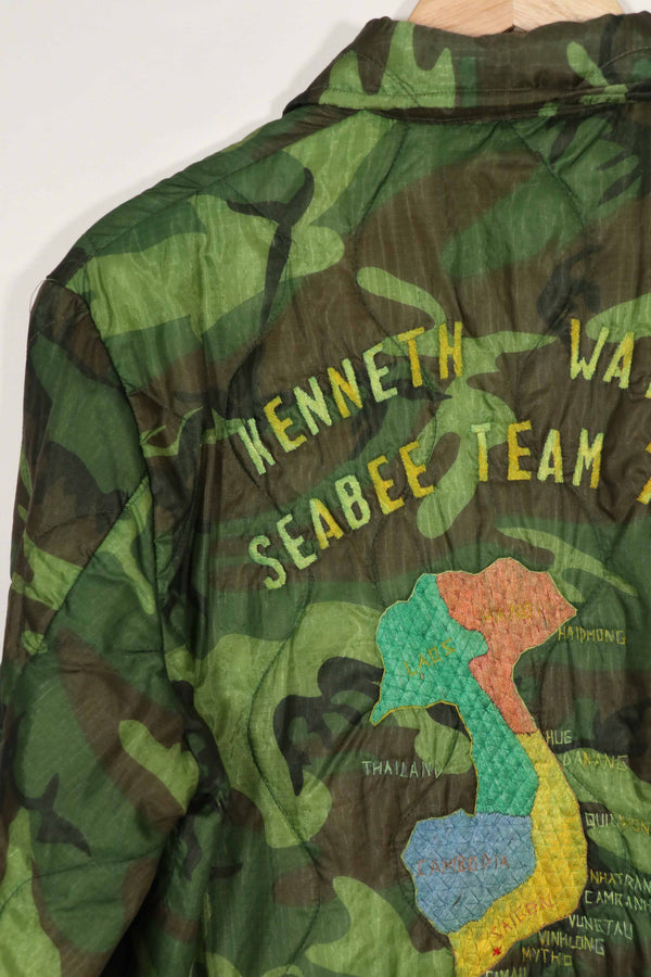 実物　米軍ポンチョライナー製　US NAVY SEABEE TEAM 7107  1971-72 ツアージャケット