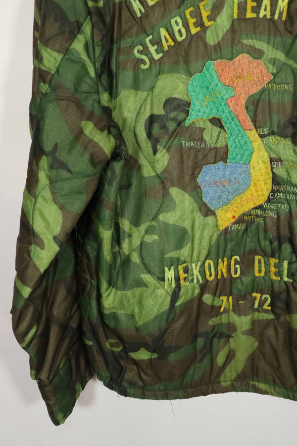 実物　米軍ポンチョライナー製　US NAVY SEABEE TEAM 7107  1971-72 ツアージャケット