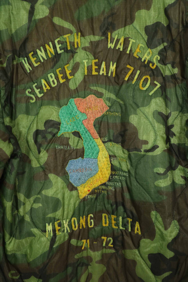 実物　米軍ポンチョライナー製　US NAVY SEABEE TEAM 7107  1971-72 ツアージャケット