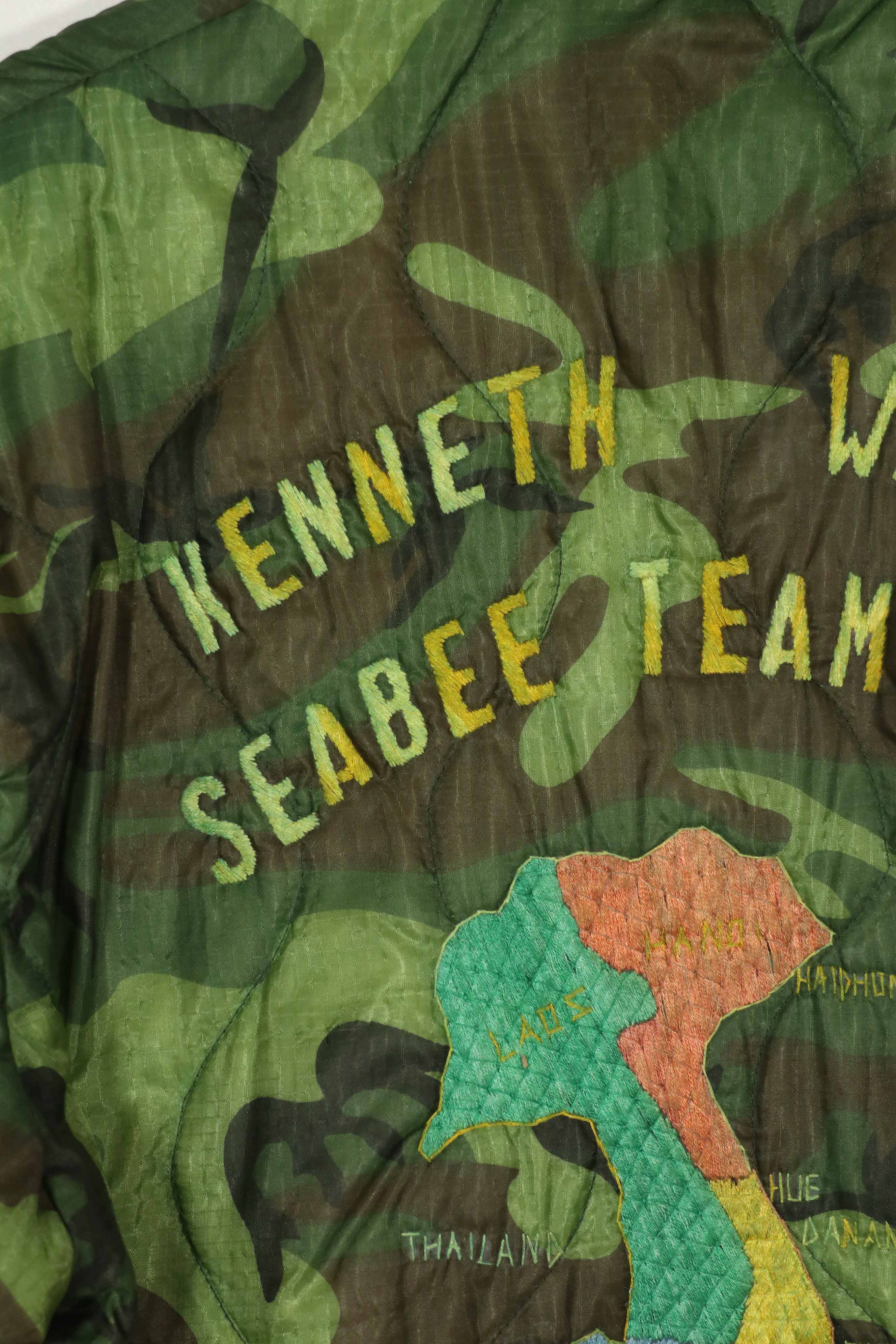 実物　米軍ポンチョライナー製　US NAVY SEABEE TEAM 7107  1971-72 ツアージャケット