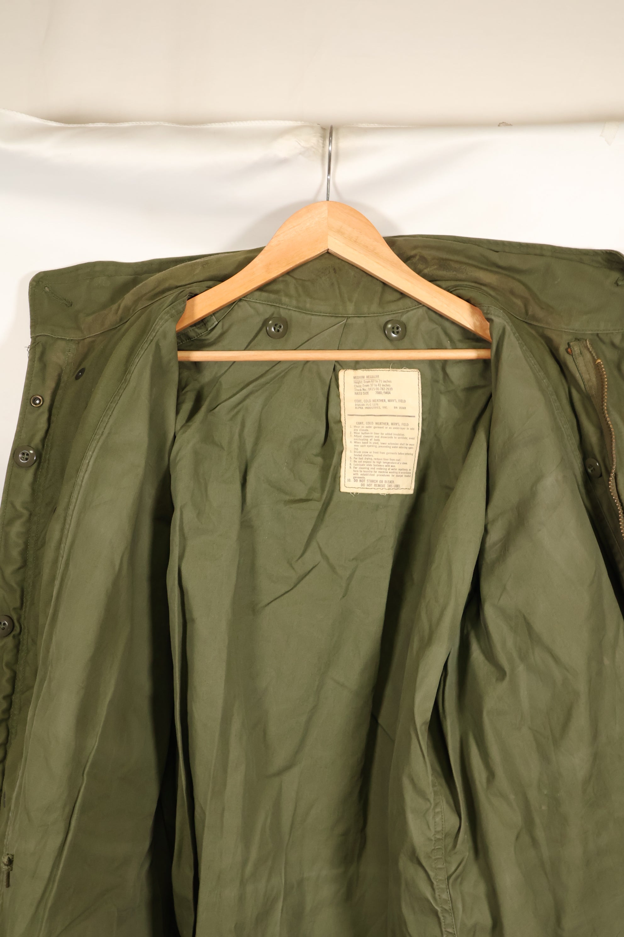 1975 Contract M-R 3rd Model M65 Field Jacket, Used, Good Condition