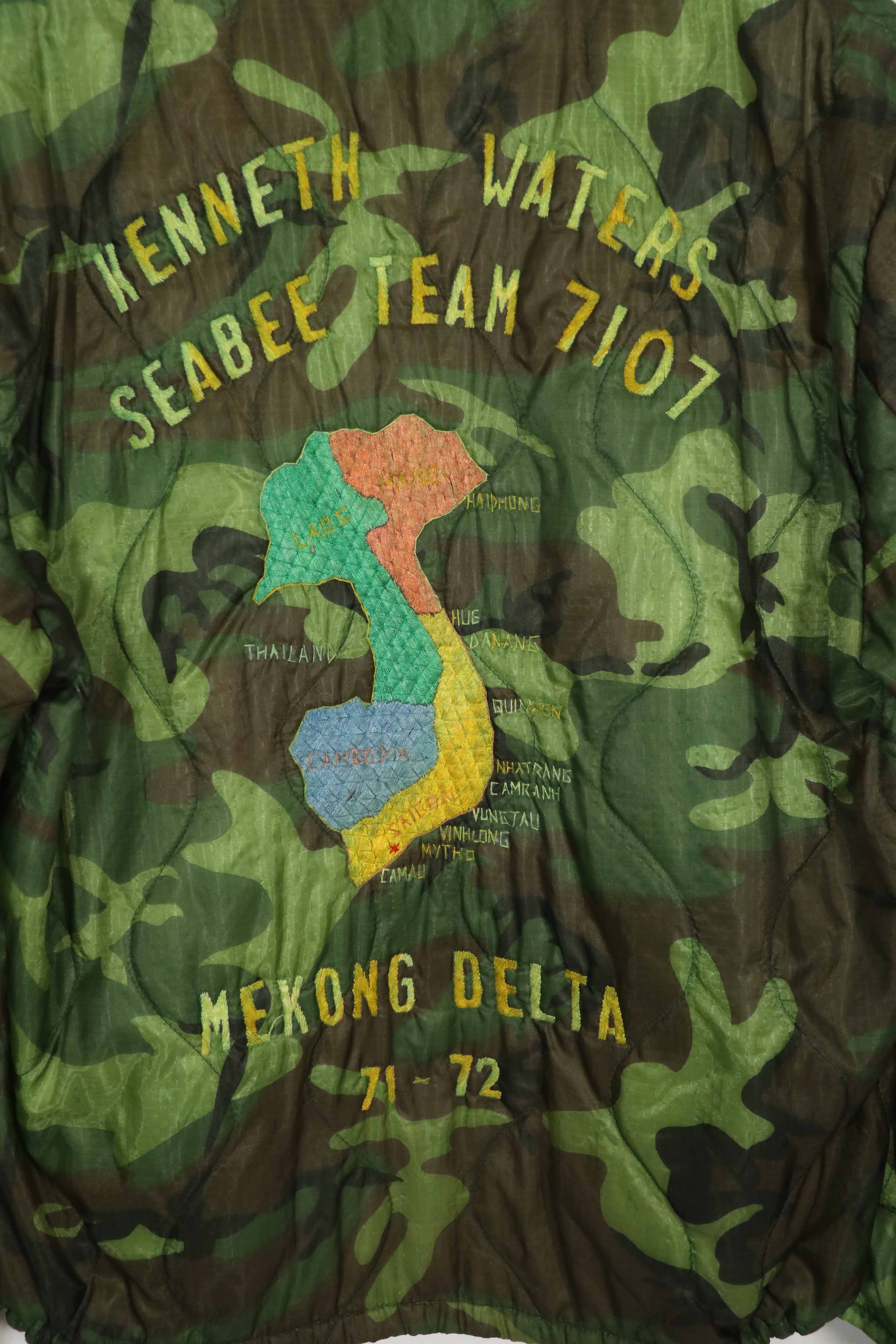 実物　米軍ポンチョライナー製　US NAVY SEABEE TEAM 7107  1971-72 ツアージャケット