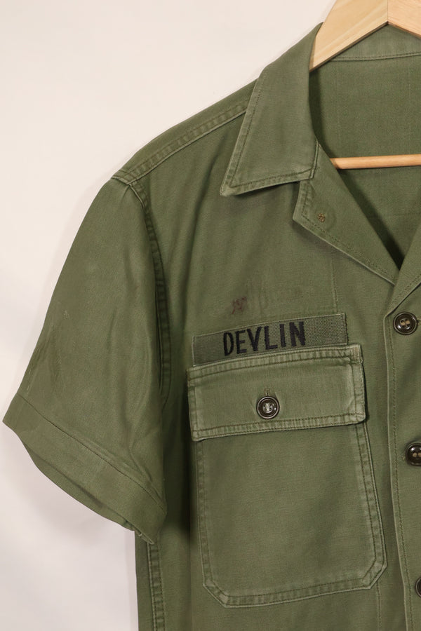 1960年代　元グリーンベレー兵士放出　OG-107　ユーティリティシャツ　初付け　パッチ付き　中古品　C