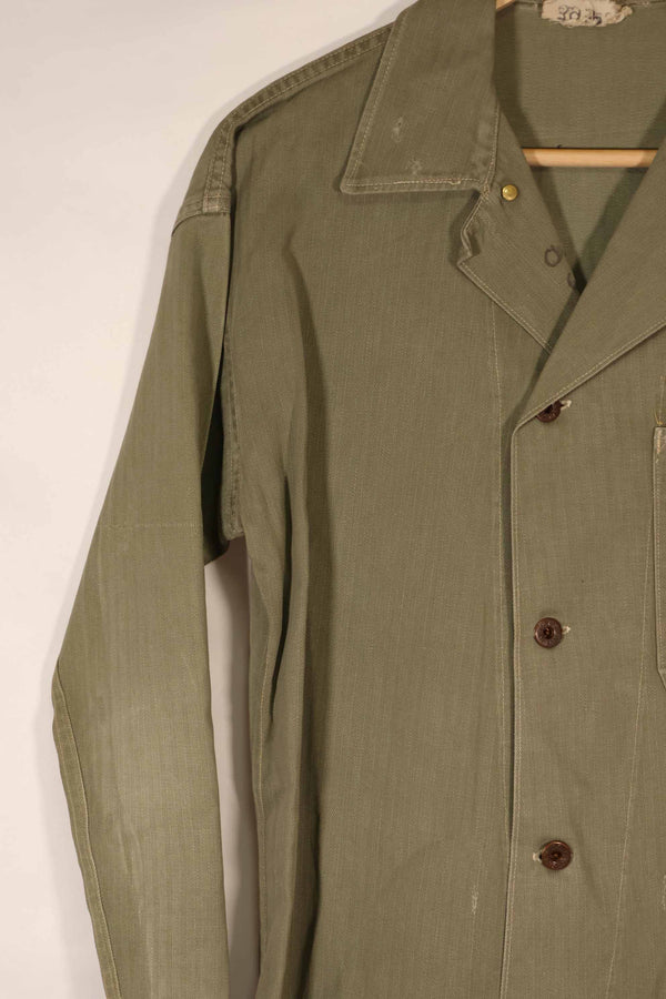 実物　1940年代　アメリカ海兵隊　USMC　M41 HBTユーティリティジャケット　退色あり　ポケット欠損