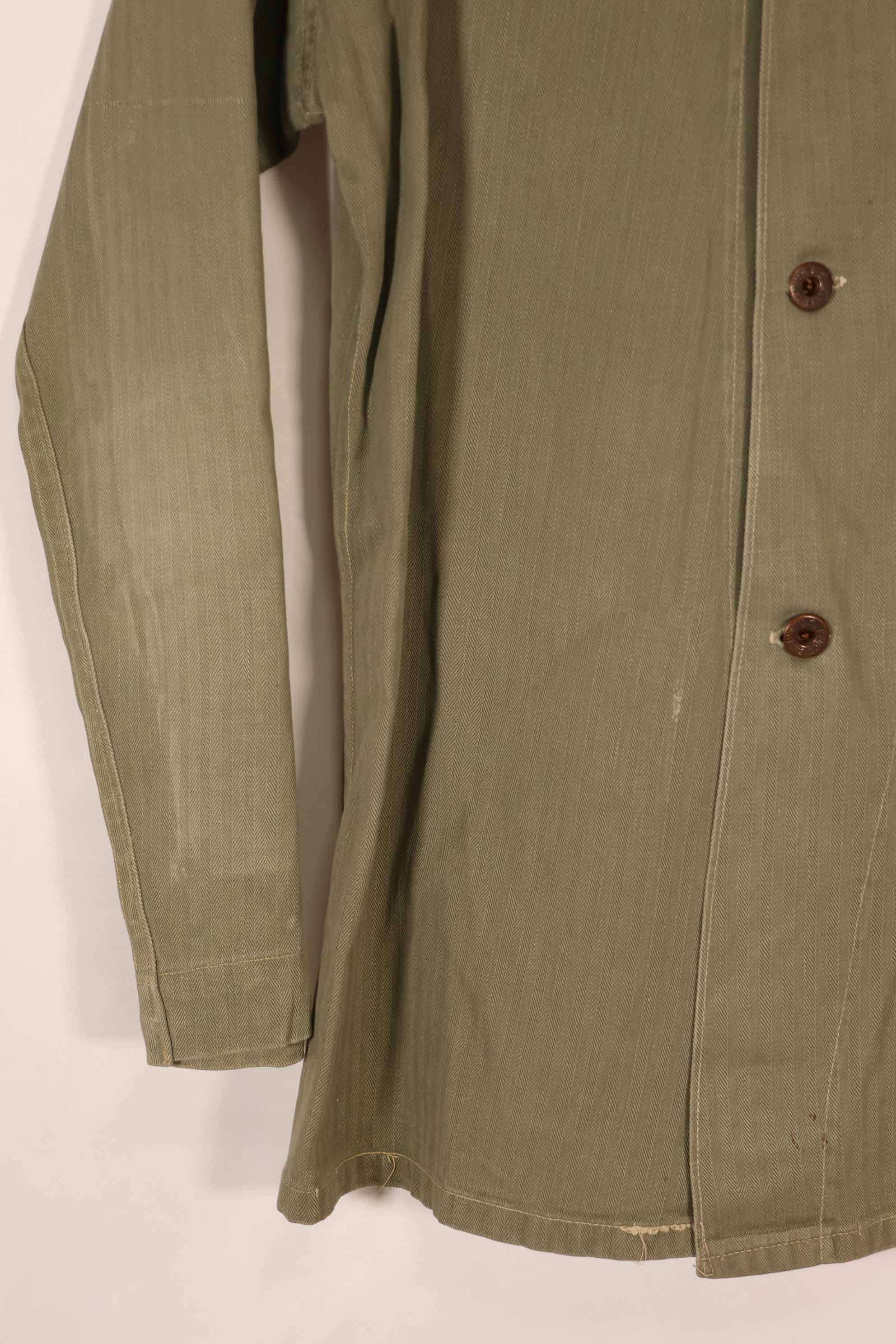 実物　1940年代　アメリカ海兵隊　USMC　M41 HBTユーティリティジャケット　退色あり　ポケット欠損