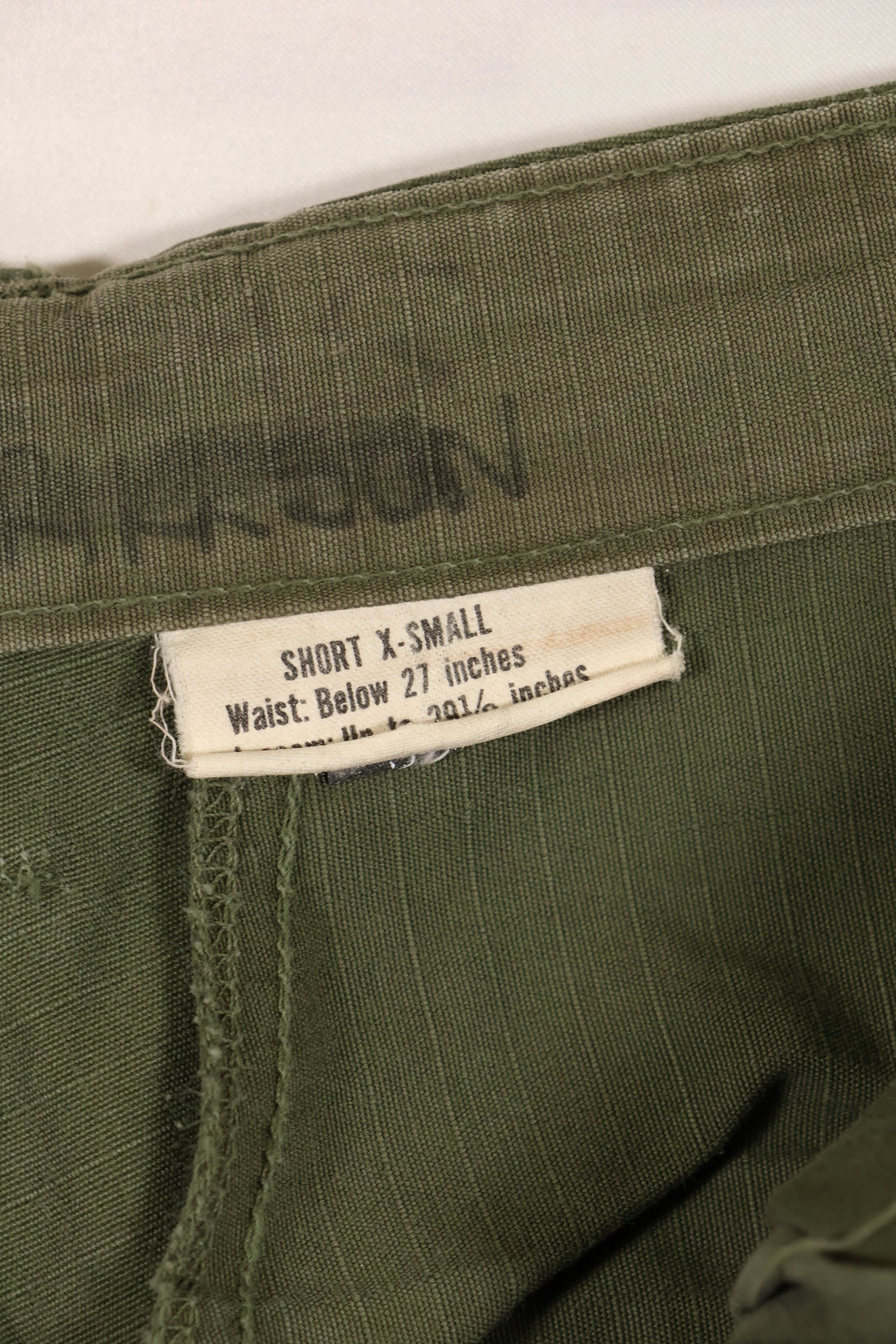 Circa 1969 XS-S size 4th Model Jungle Fatigue pants, used, released by film company