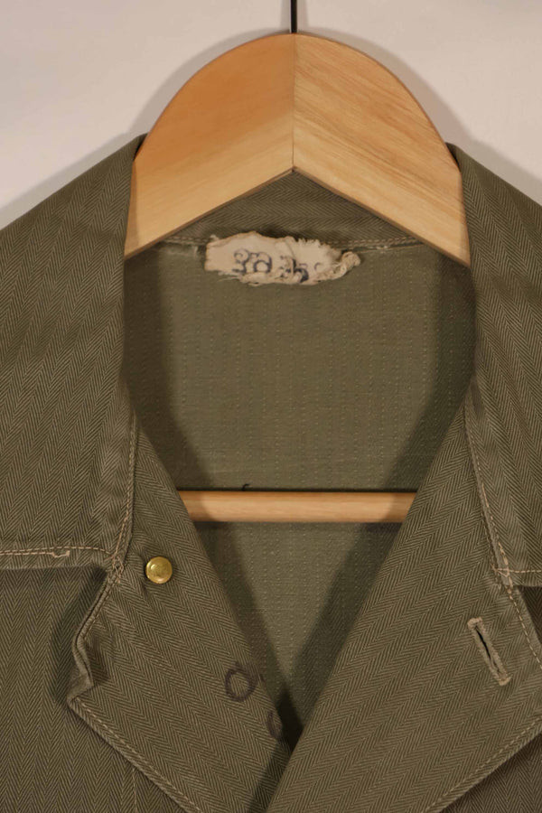 実物　1940年代　アメリカ海兵隊　USMC　M41 HBTユーティリティジャケット　退色あり　ポケット欠損