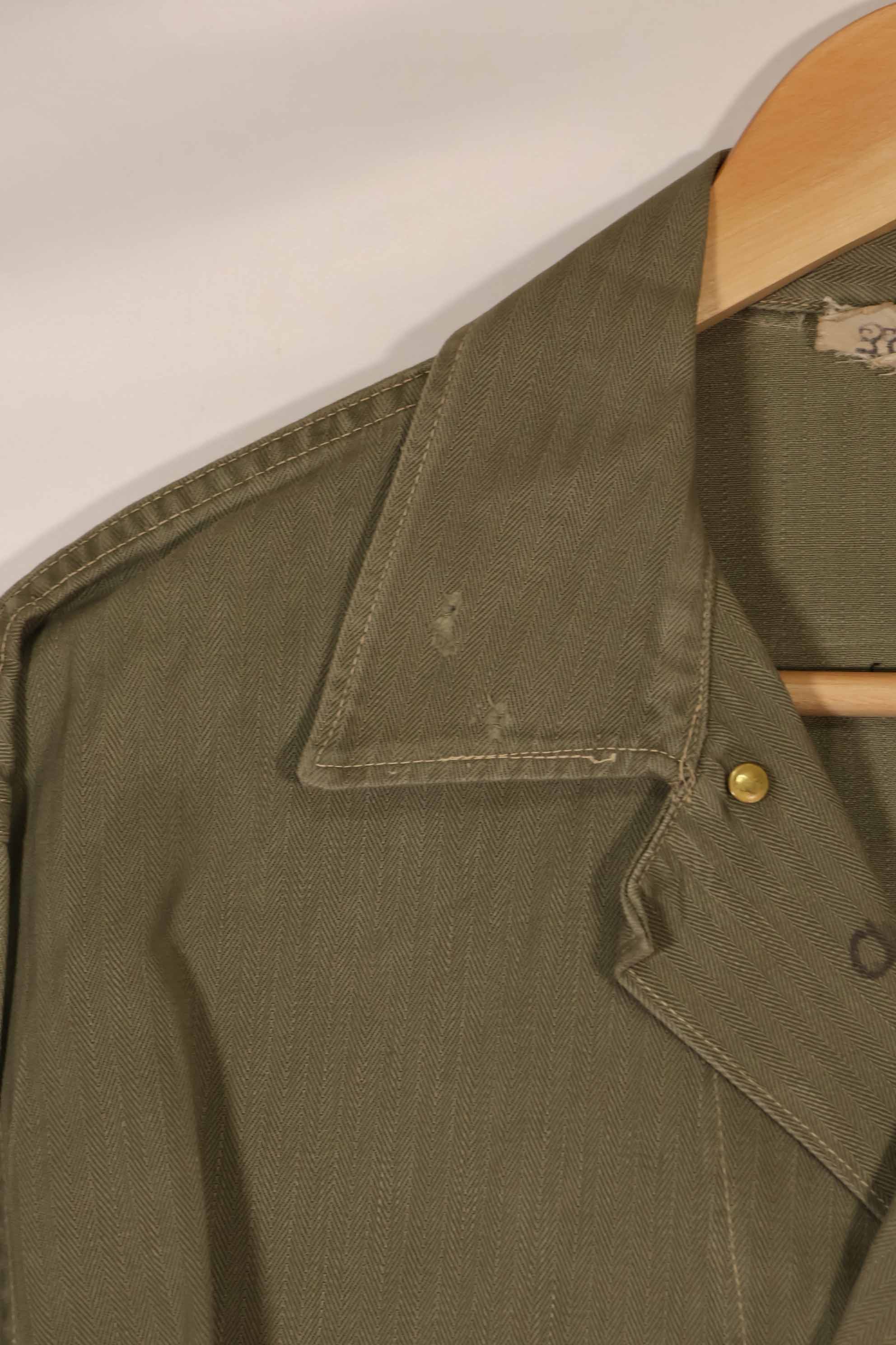 実物　1940年代　アメリカ海兵隊　USMC　M41 HBTユーティリティジャケット　退色あり　ポケット欠損