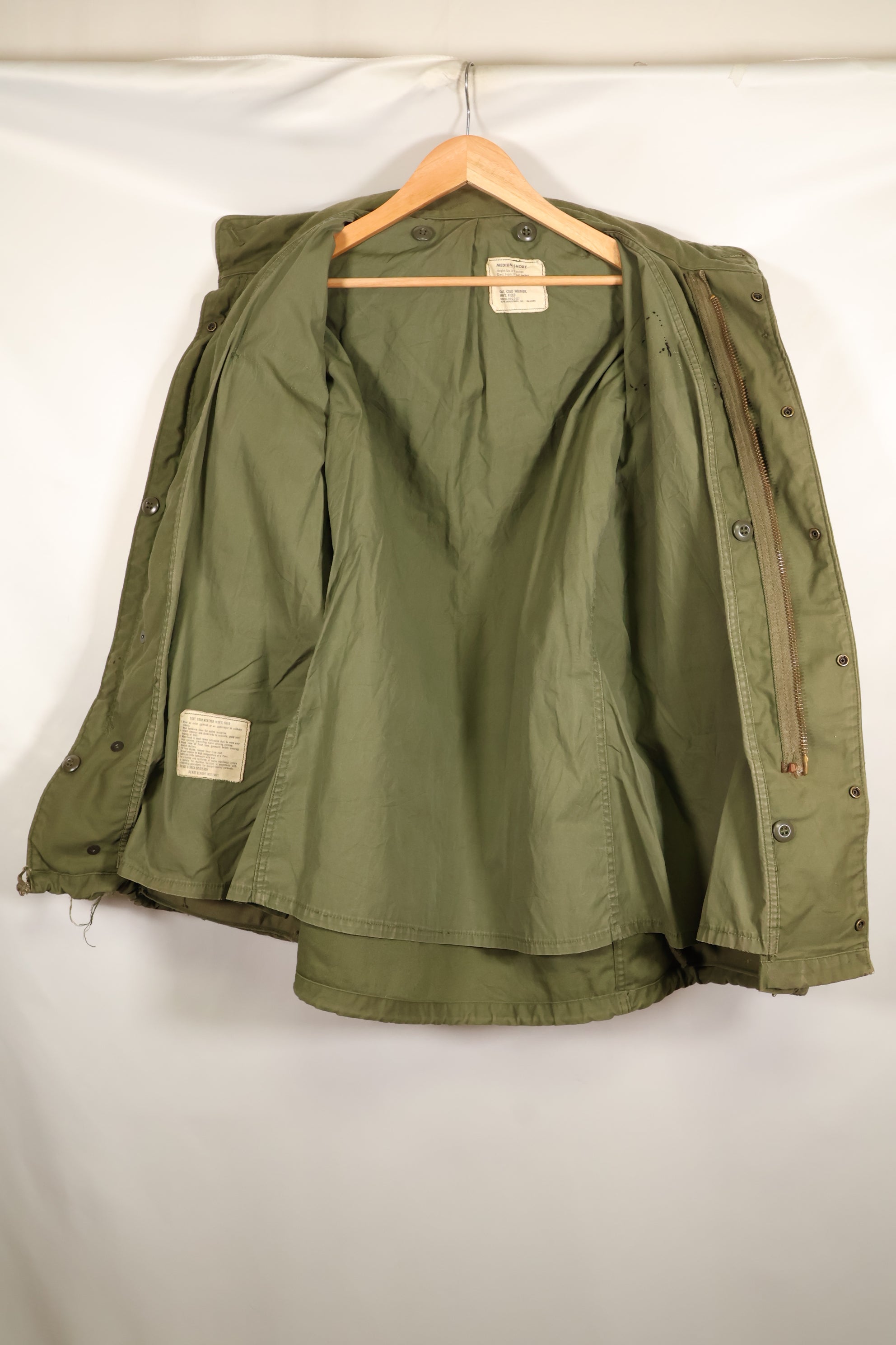 1974 Contract M-S M65 Field Jacket, 3rd Model, Used, Faded, With Patches