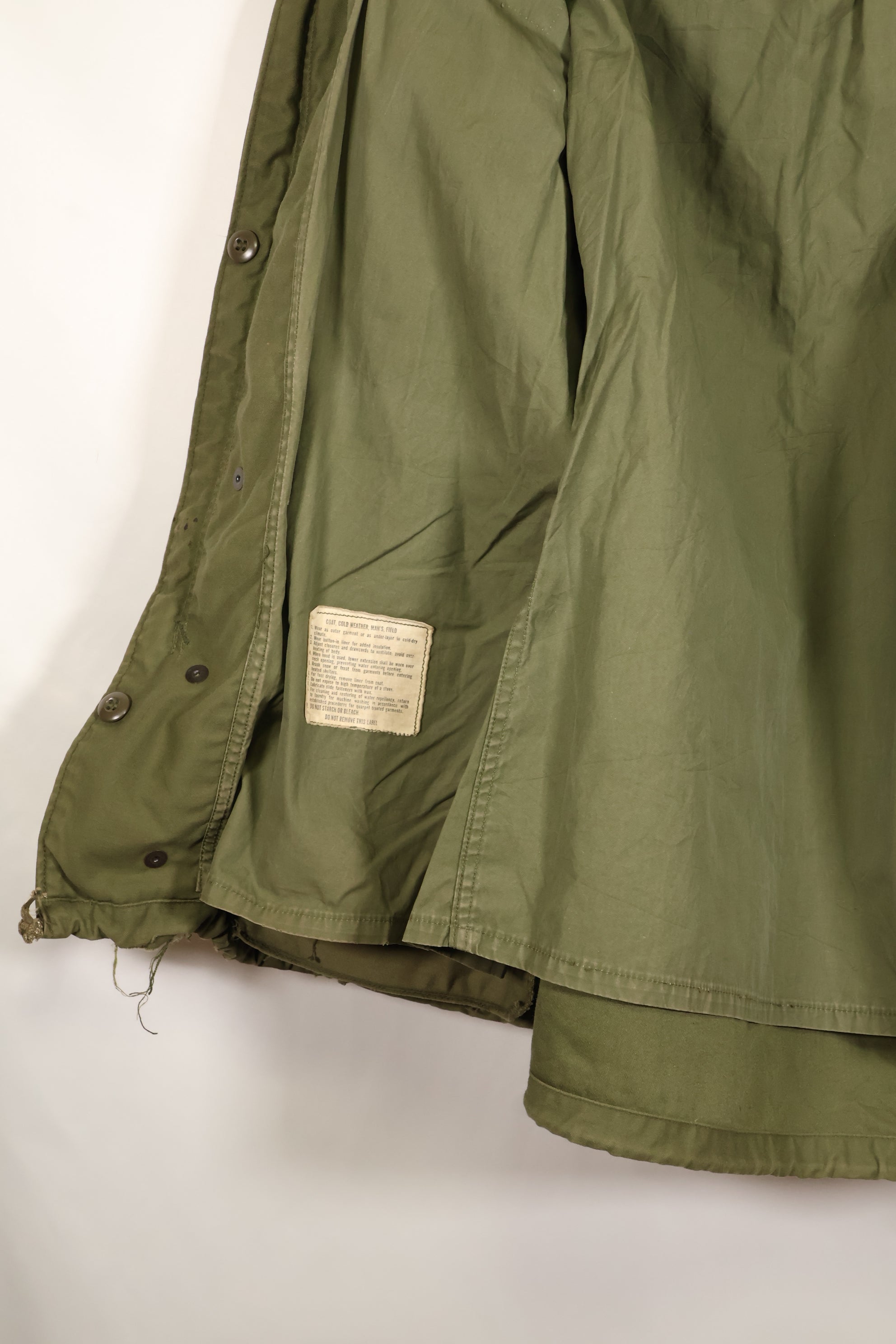 1974 Contract M-S M65 Field Jacket, 3rd Model, Used, Faded, With Patches