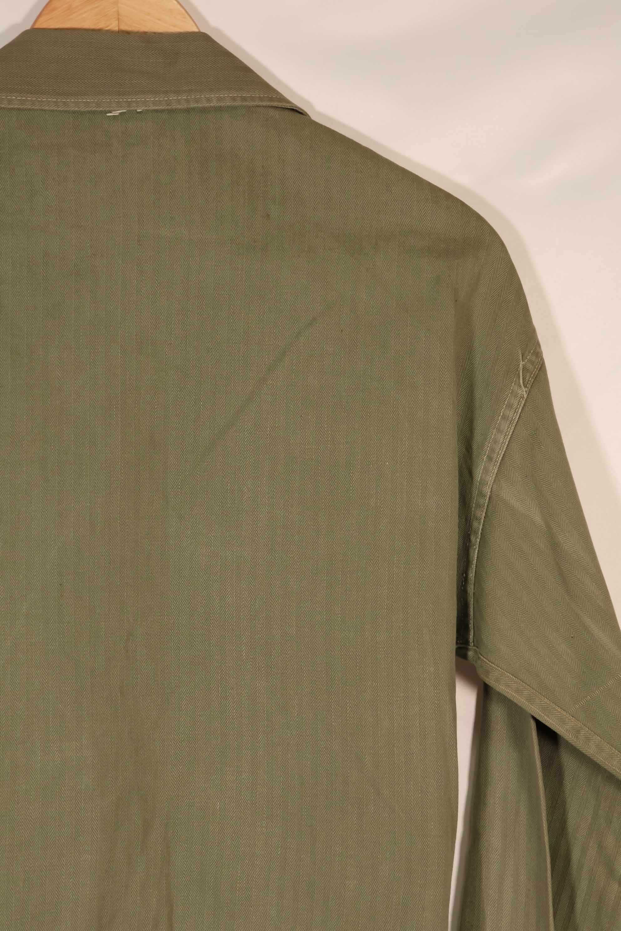 実物　1940年代　アメリカ海兵隊　USMC　M41 HBTユーティリティジャケット　退色あり　ポケット欠損