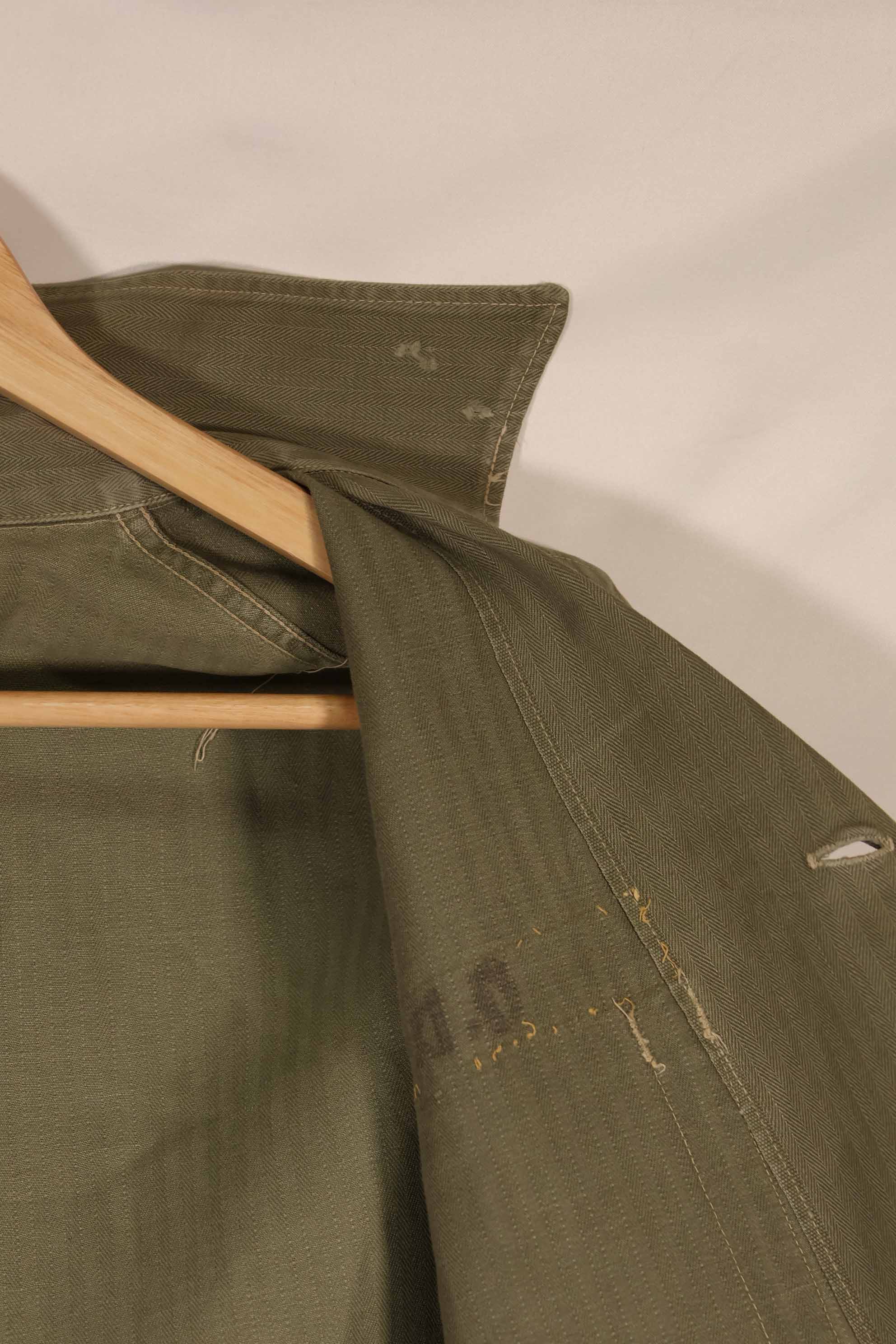 実物　1940年代　アメリカ海兵隊　USMC　M41 HBTユーティリティジャケット　退色あり　ポケット欠損