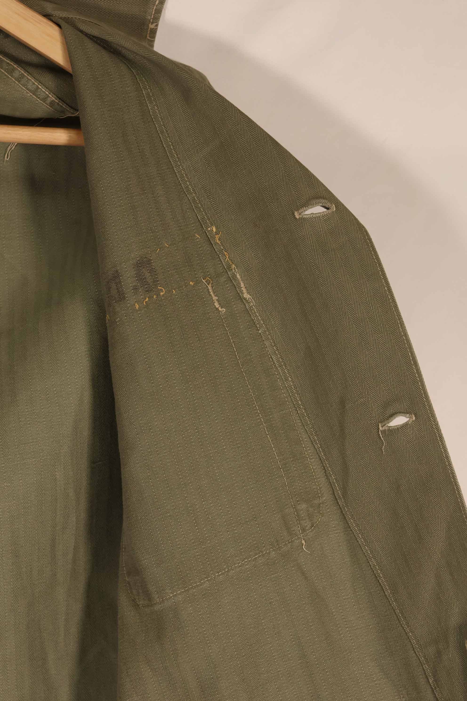 実物　1940年代　アメリカ海兵隊　USMC　M41 HBTユーティリティジャケット　退色あり　ポケット欠損